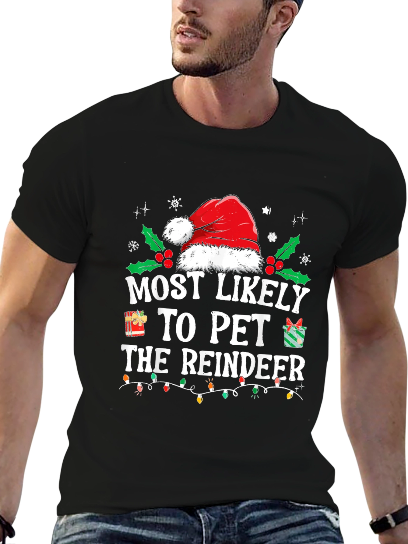 Most Likely to Pet Reindeer Holiday T-Shirt