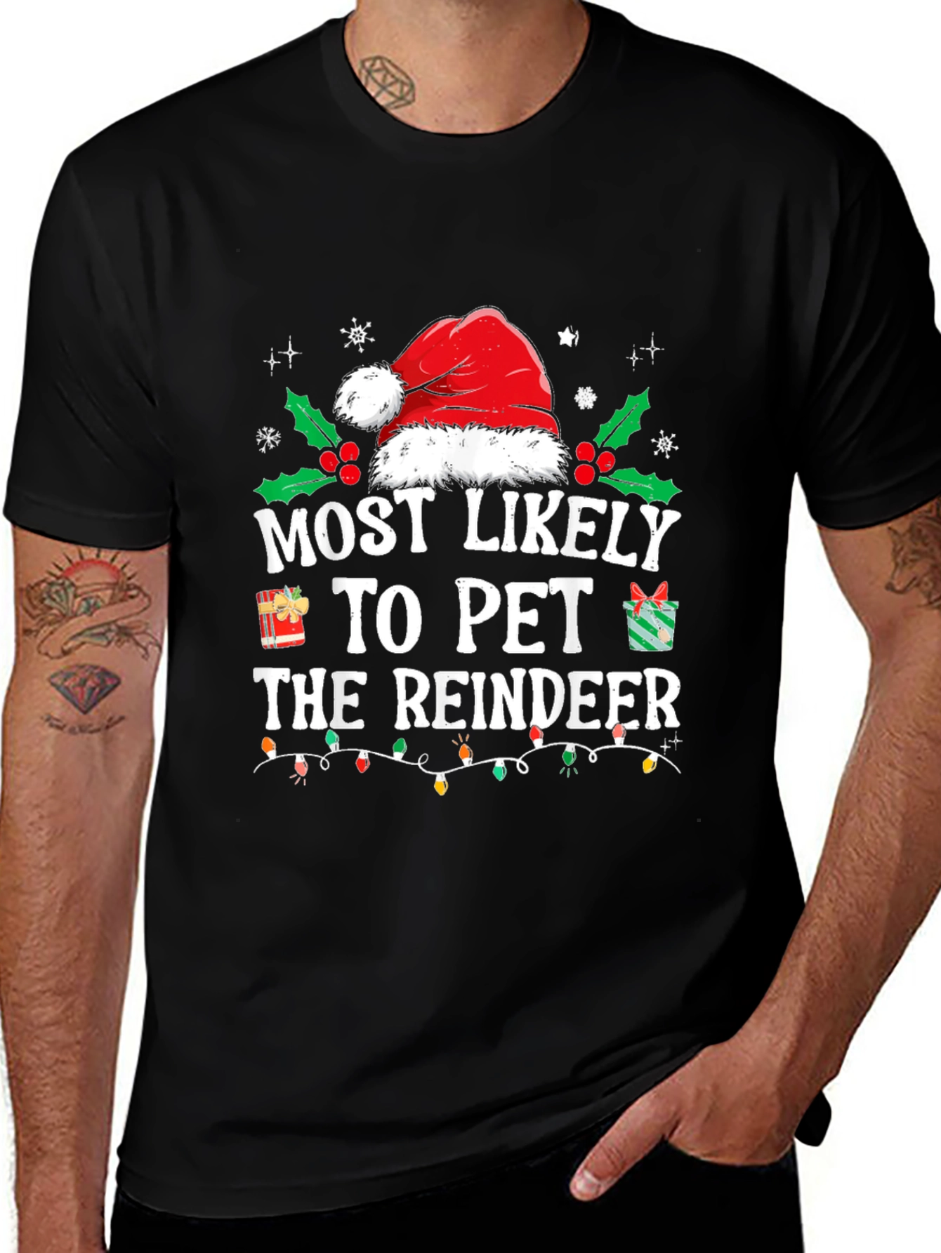Most Likely to Pet Reindeer Holiday T-Shirt