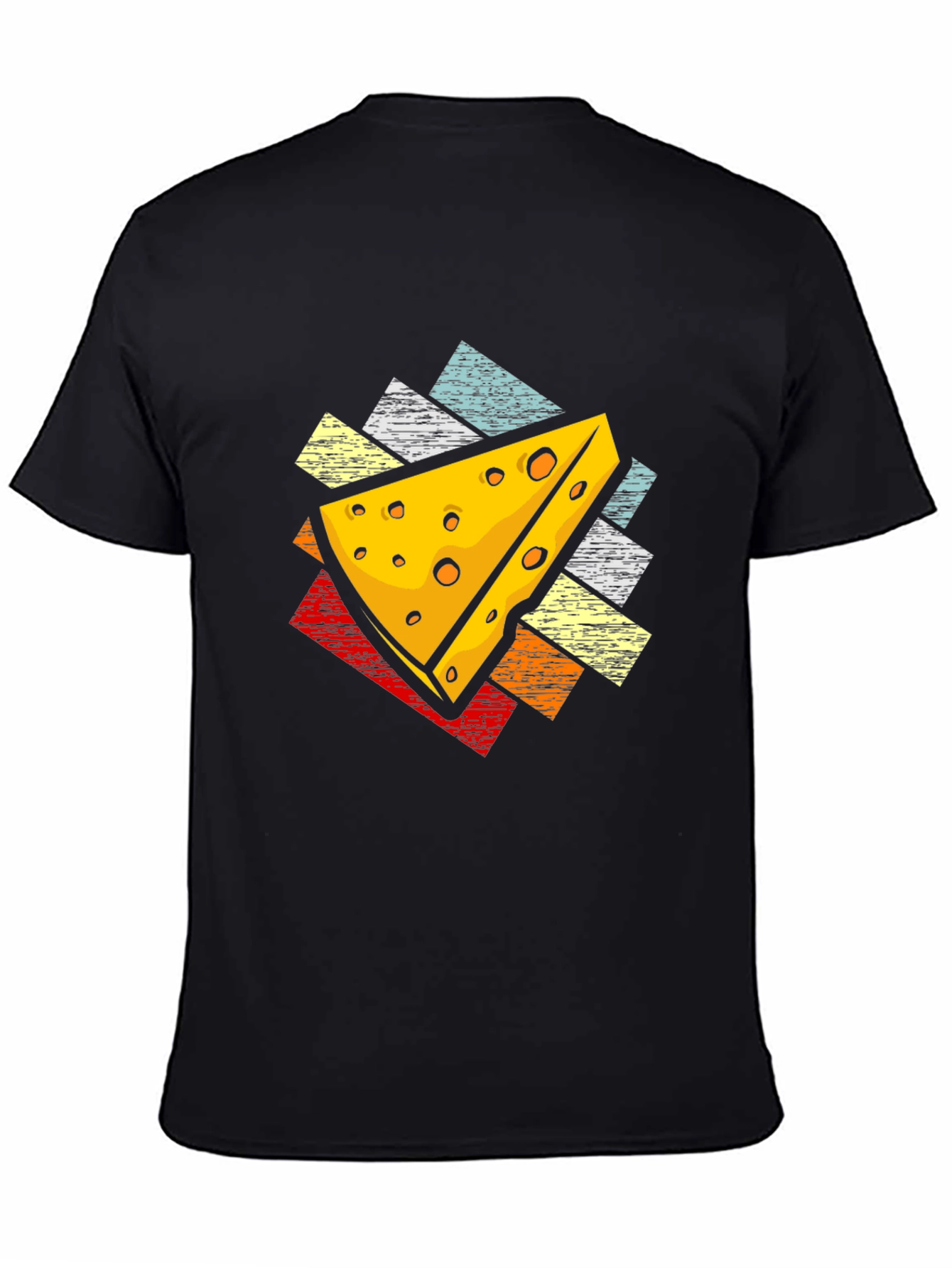 Retro Cheese Graphic Tee - Black Cotton T-Shirt