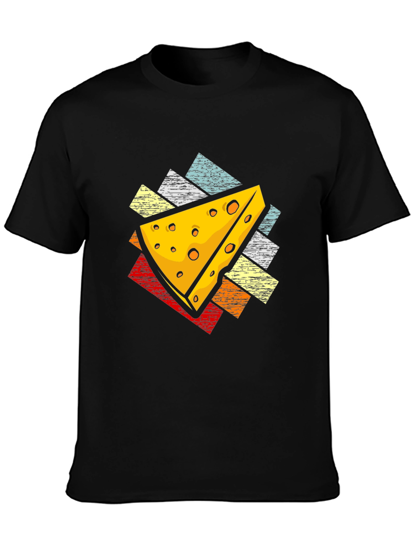 Retro Cheese Graphic Tee - Black Cotton T-Shirt