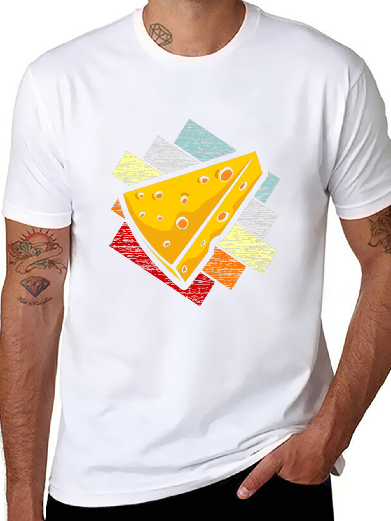 Retro Cheese Graphic Tee - Black Cotton T-Shirt