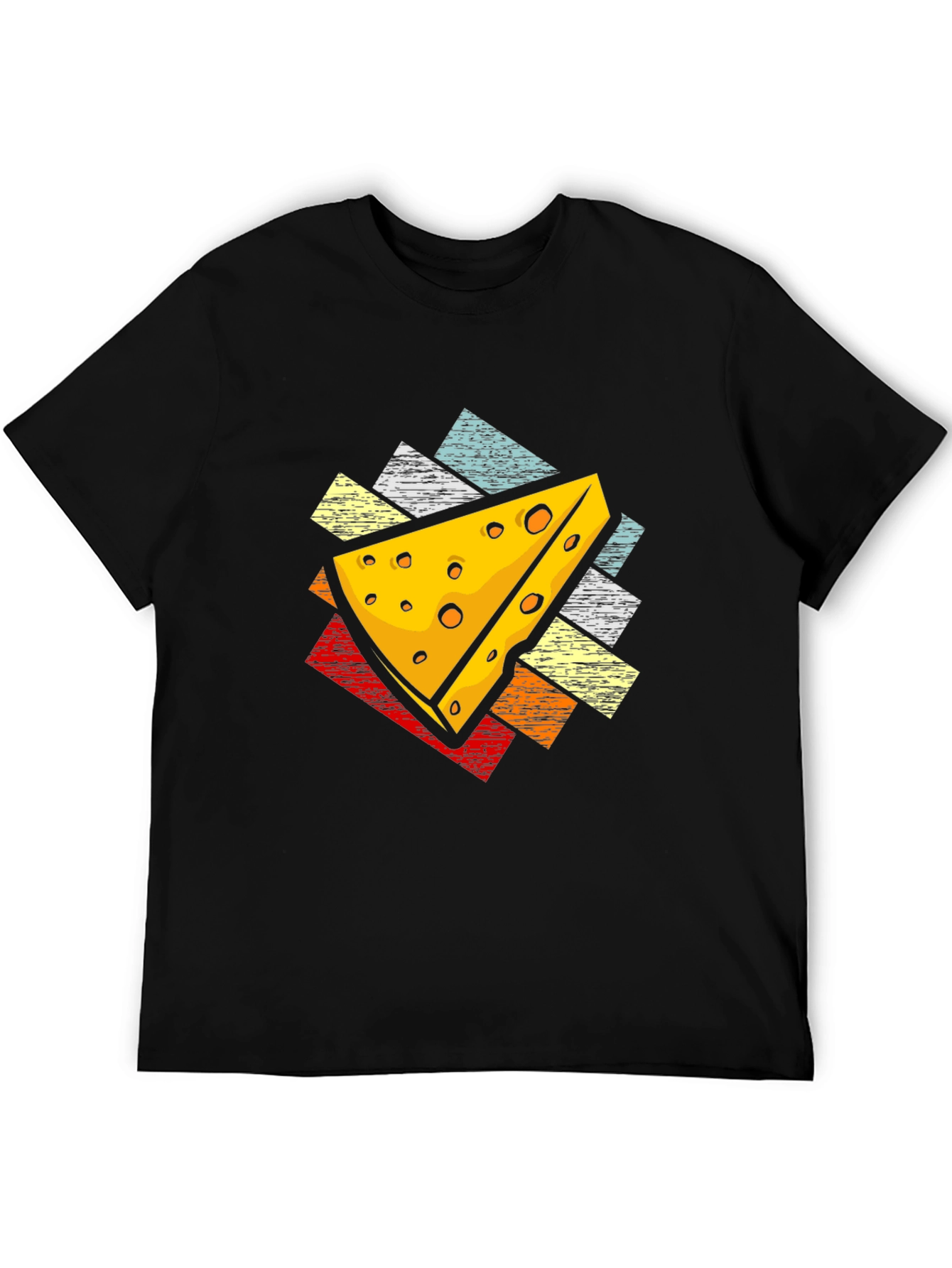 Retro Cheese Graphic Tee - Black Cotton T-Shirt