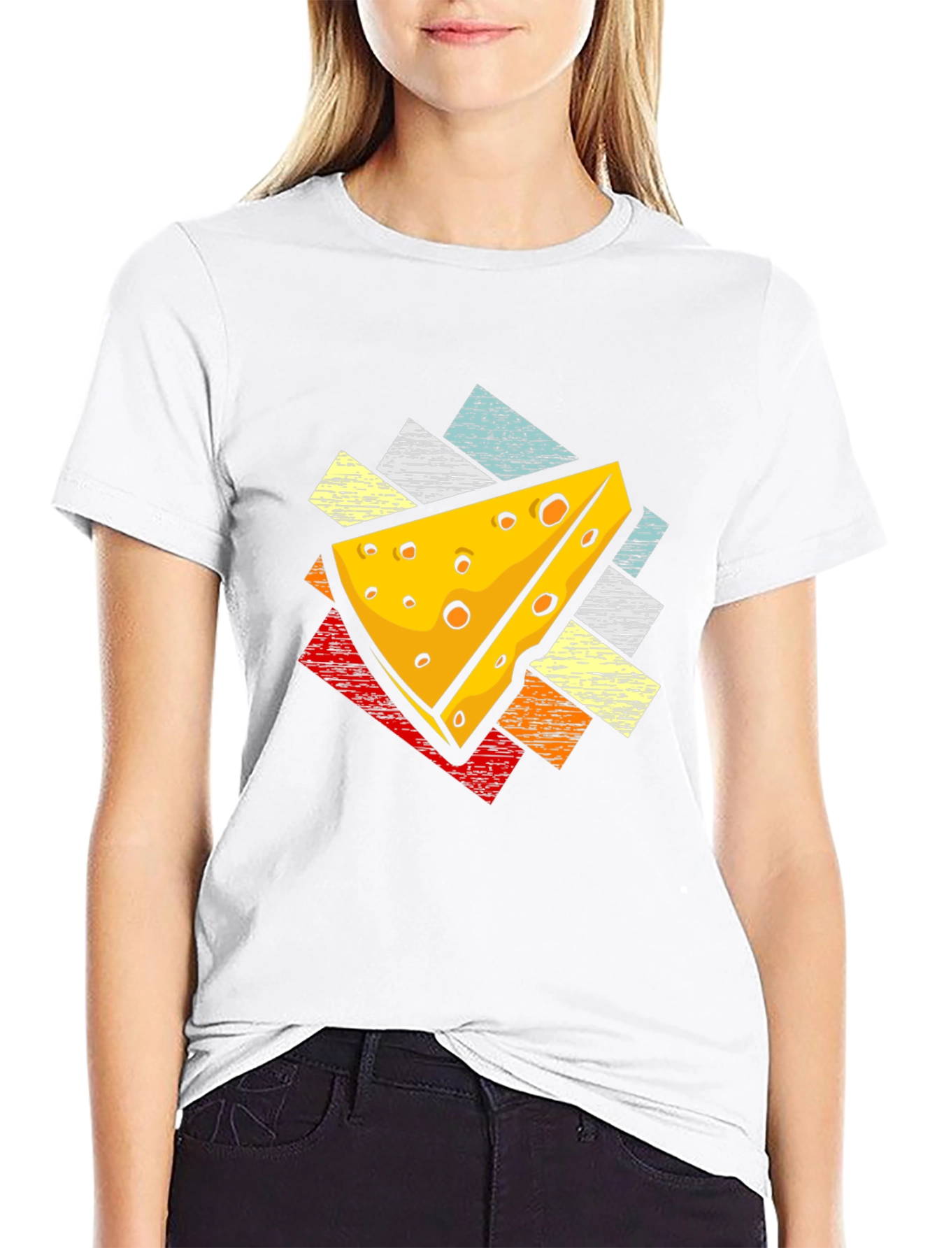 Retro Cheese Graphic Tee - Black Cotton T-Shirt