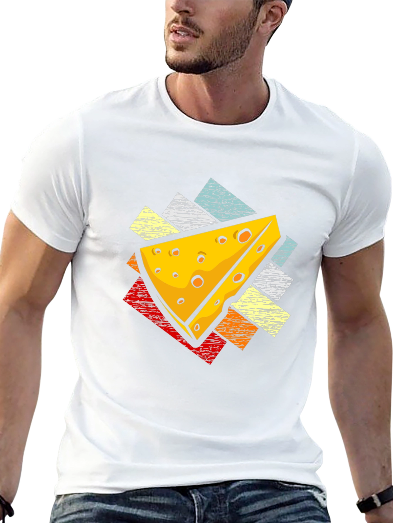 Retro Cheese Graphic Tee - Black Cotton T-Shirt