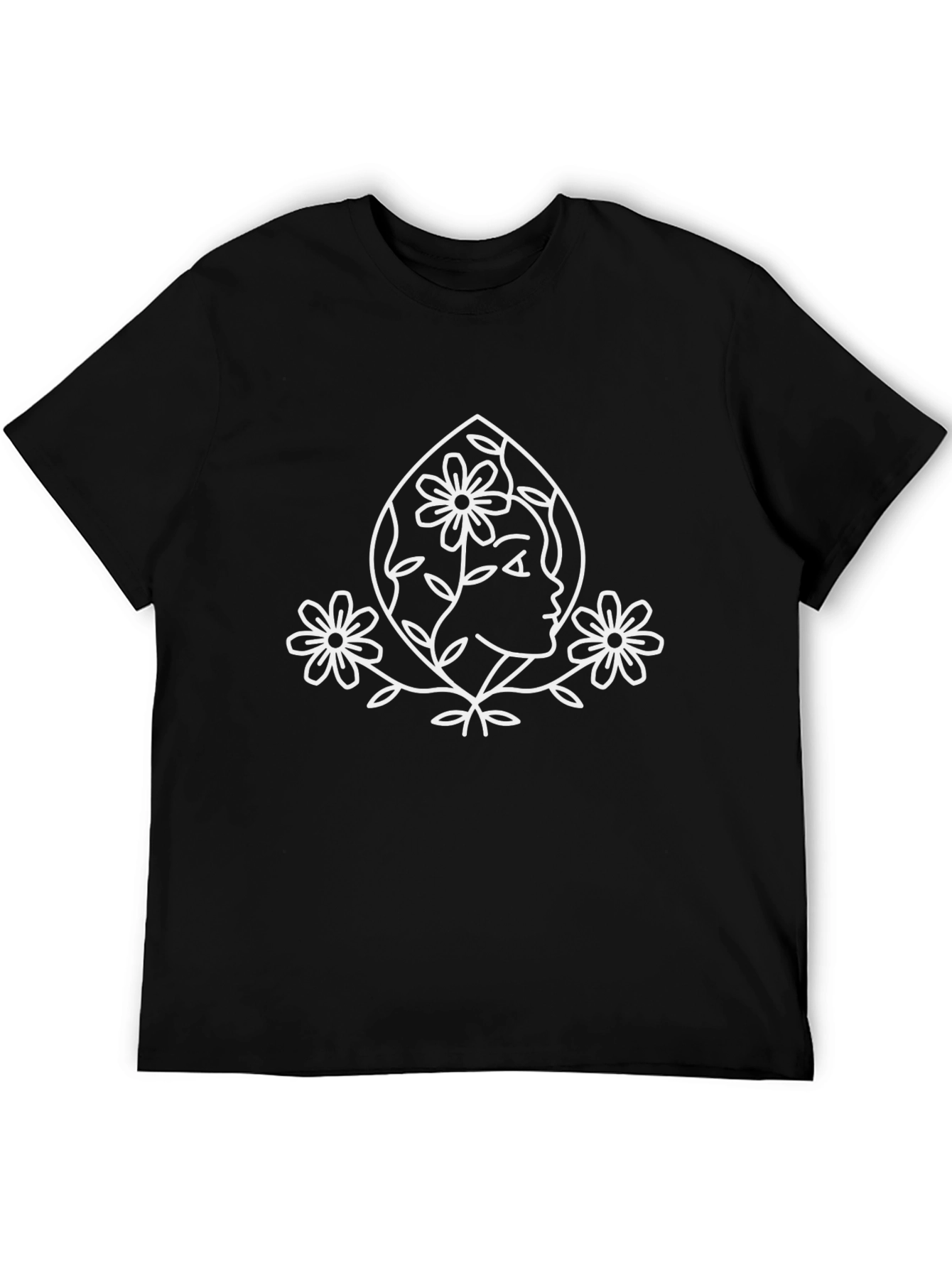 Floral Silhouette Graphic T-Shirt - Black