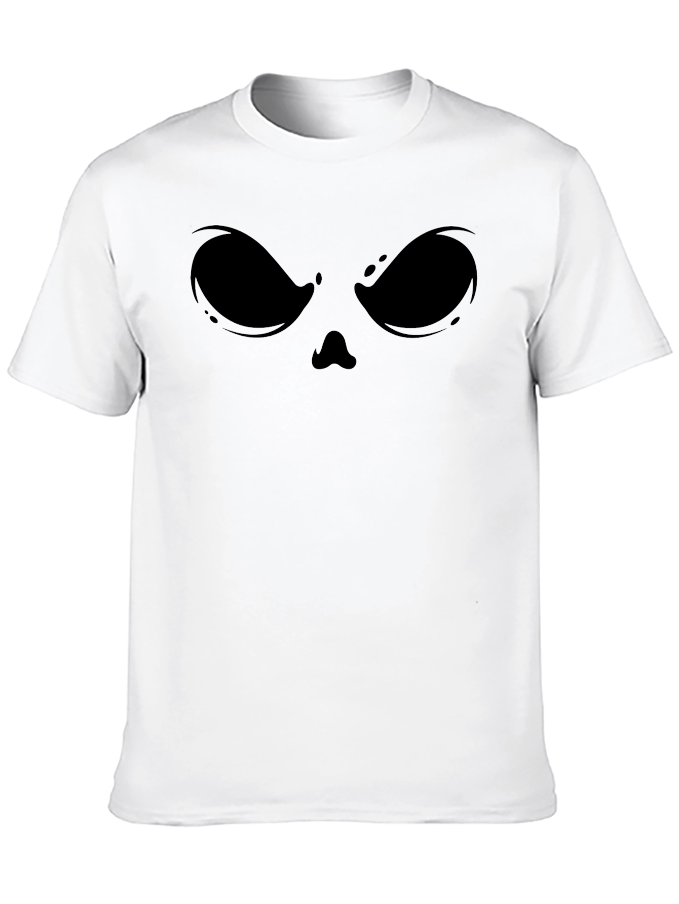 Spooky Face Graphic Tee - Black Cotton Blend Shirt