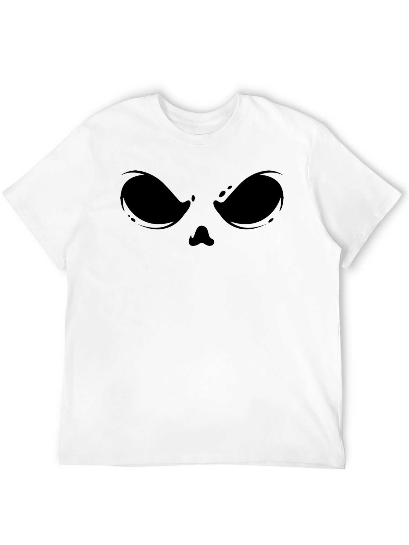 Spooky Face Graphic Tee - Black Cotton Blend Shirt