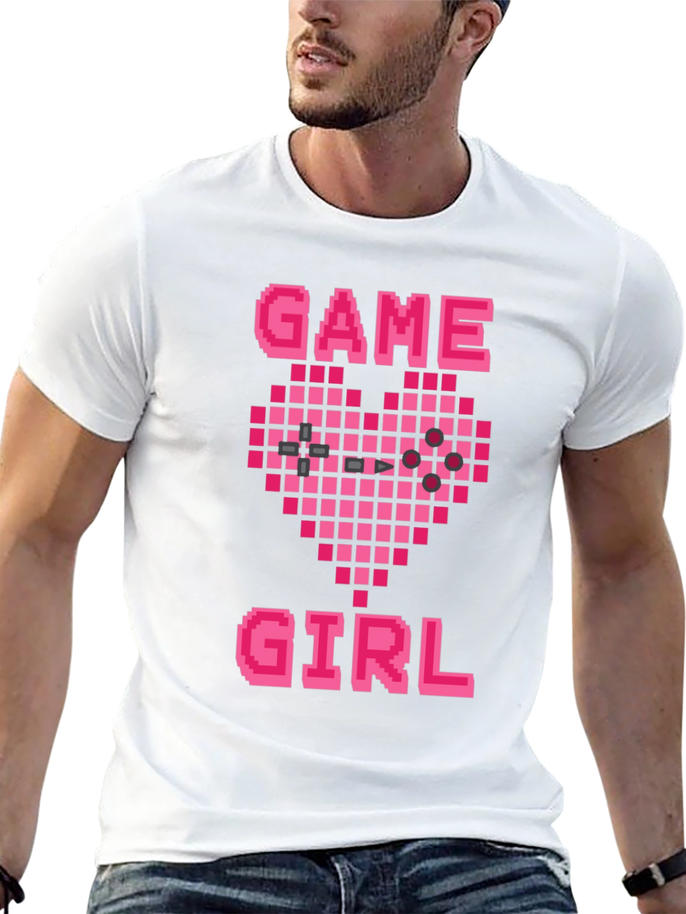 Game Girl Pixel Heart Graphic Tee - Gamer Gift