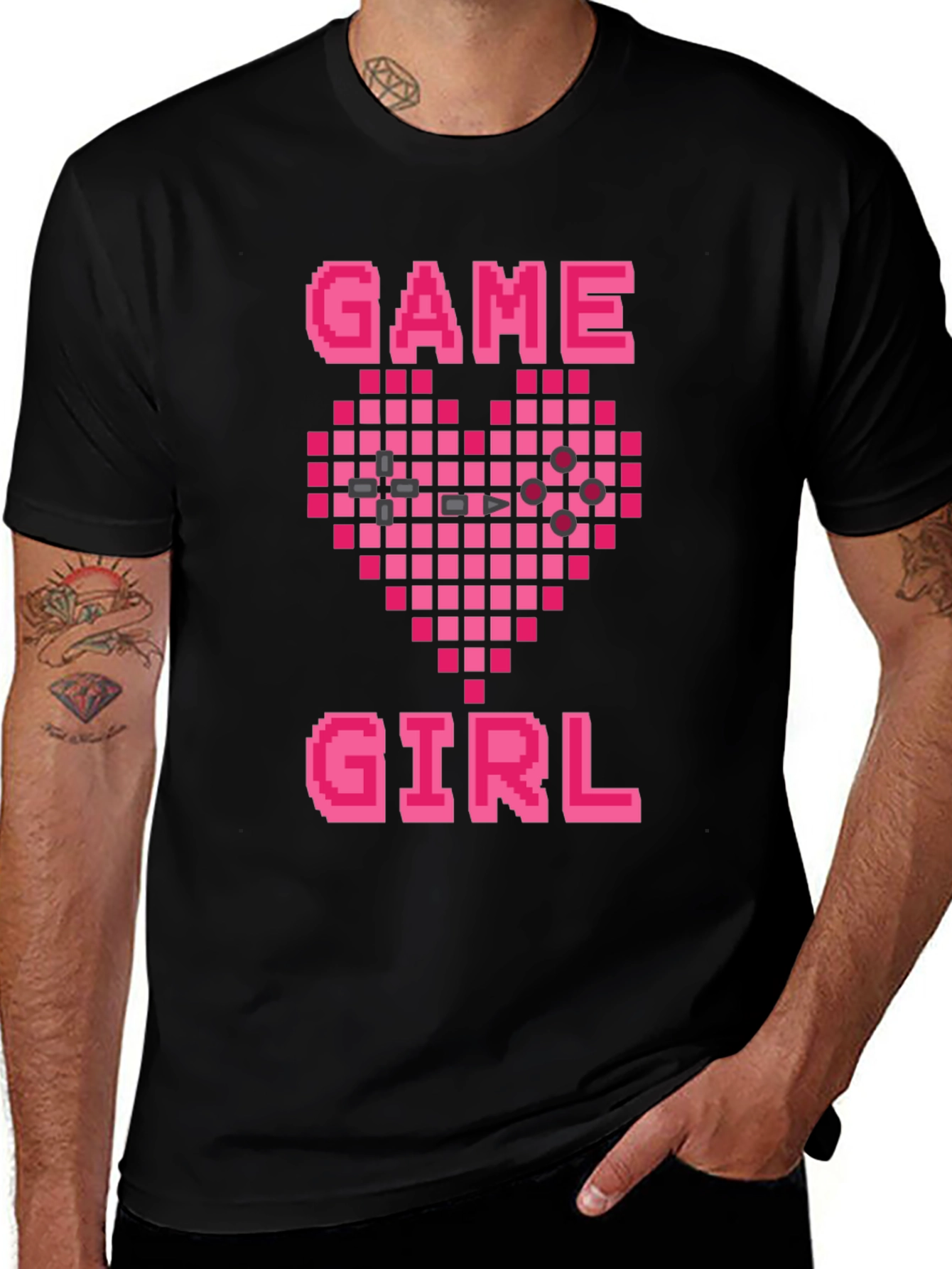 Game Girl Pixel Heart Graphic Tee - Gamer Gift