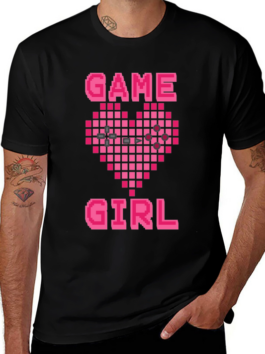 Game Girl Pixel Heart Graphic Tee - Gamer Gift