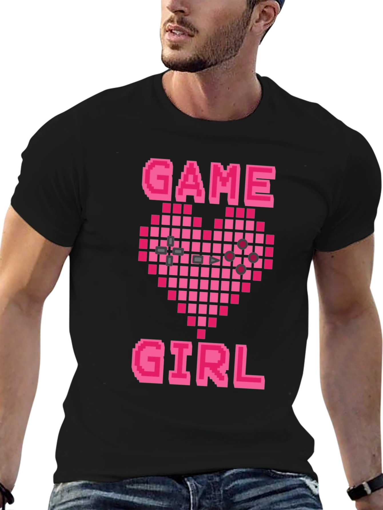 Game Girl Pixel Heart Graphic Tee - Gamer Gift