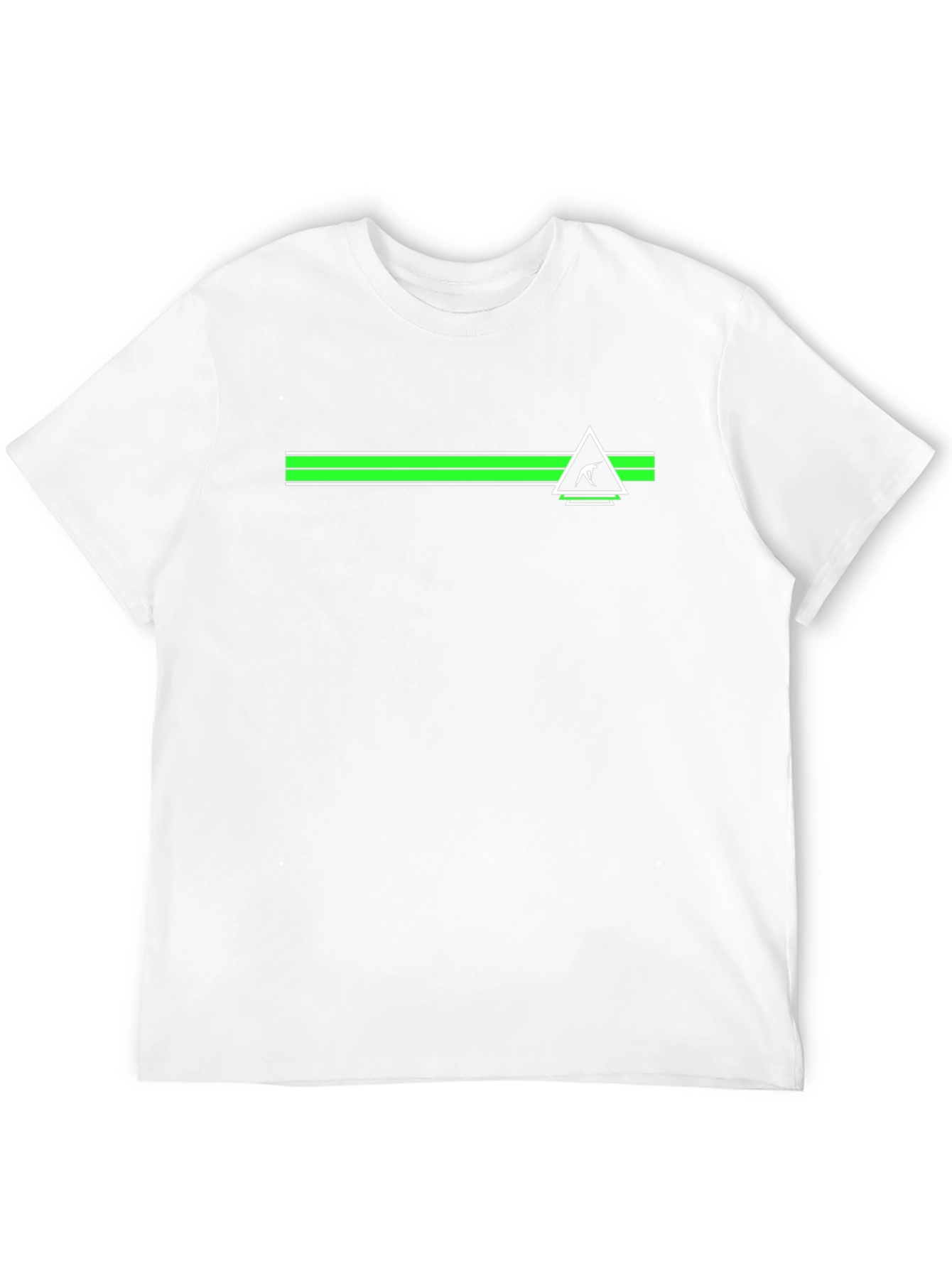 Mens Black Tee with Geometric Green Stripe Design