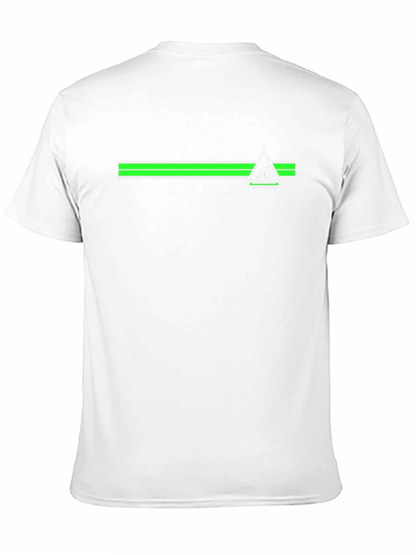 Mens Black Tee with Geometric Green Stripe Design