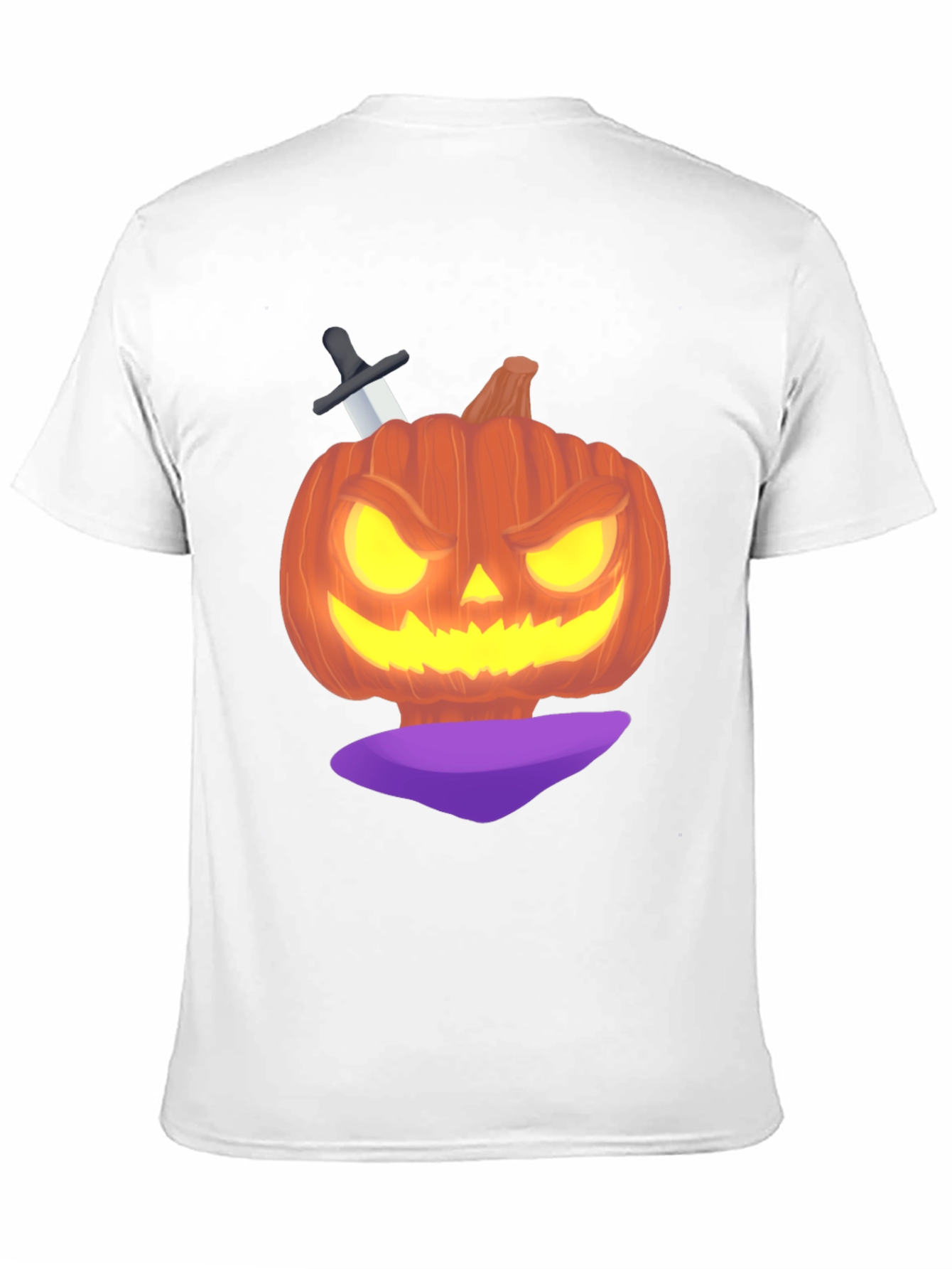 Halloween Pumpkin with Knife Black T-Shirt
