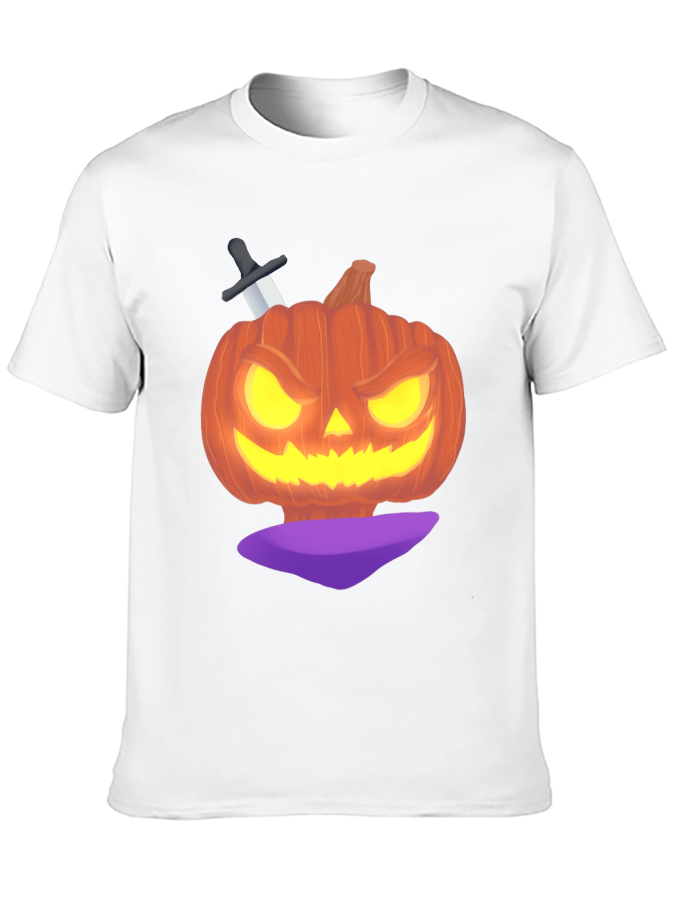 Halloween Pumpkin with Knife Black T-Shirt