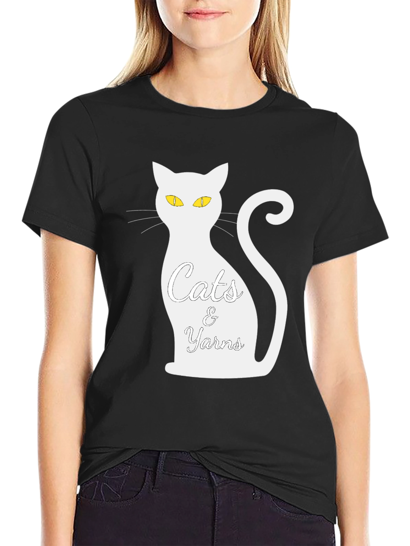 Cats & Yarns Graphic Tee - Black