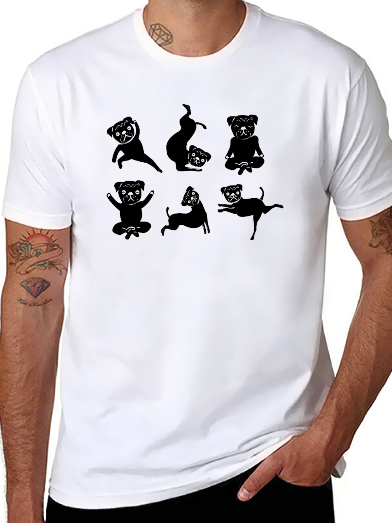 Yoga Pug Graphic Tee - Black