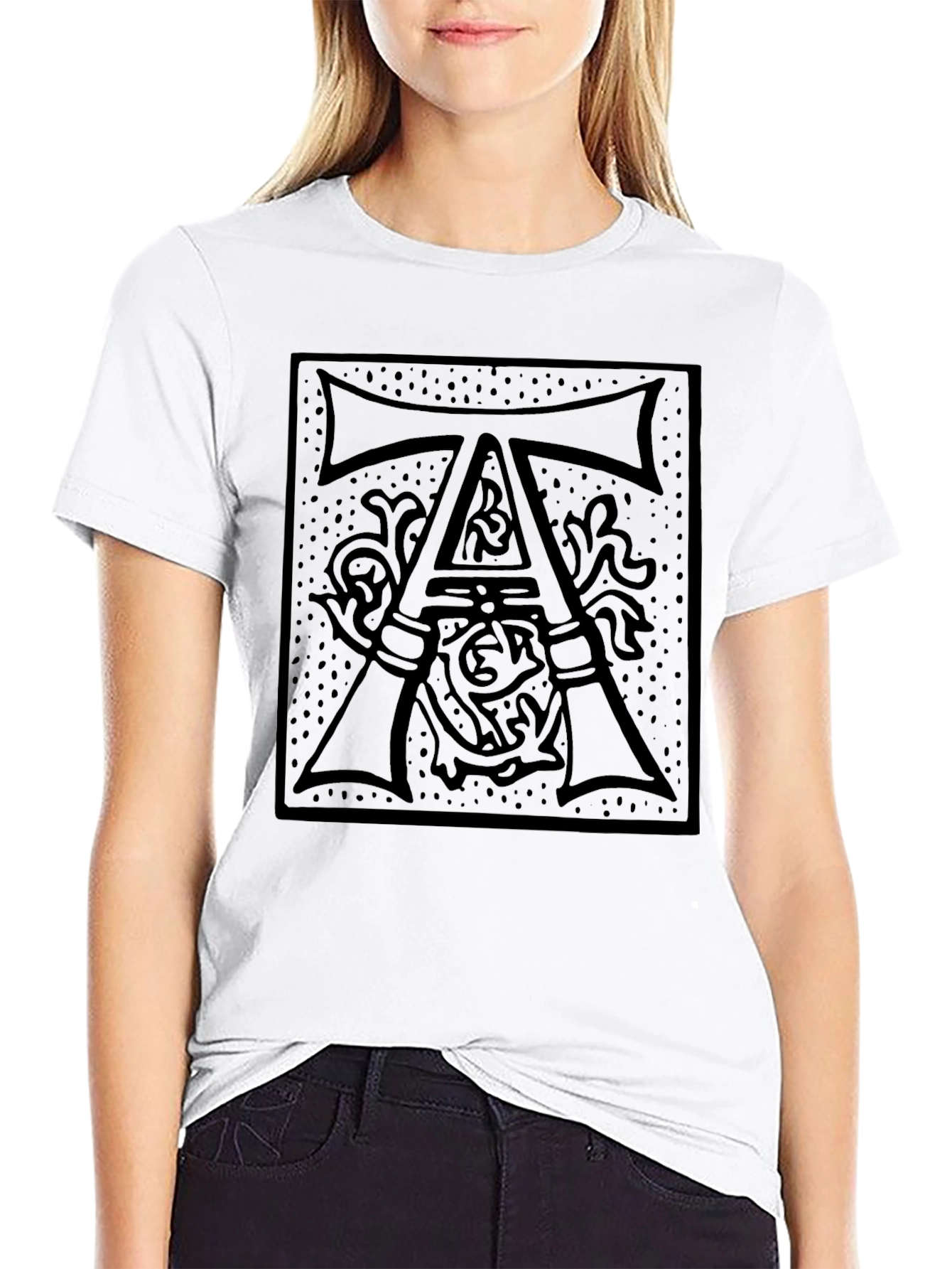 Monogram A Graphic Print Black T-Shirt