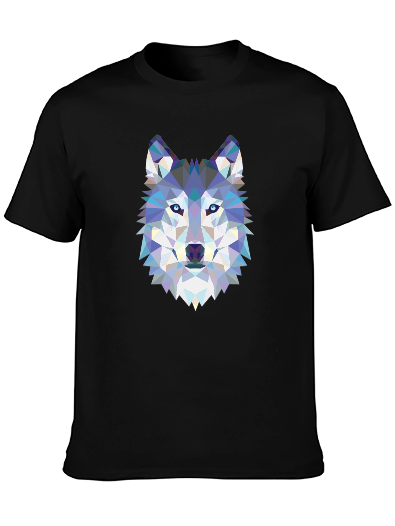 Geometric Wolf Graphic Black T-Shirt