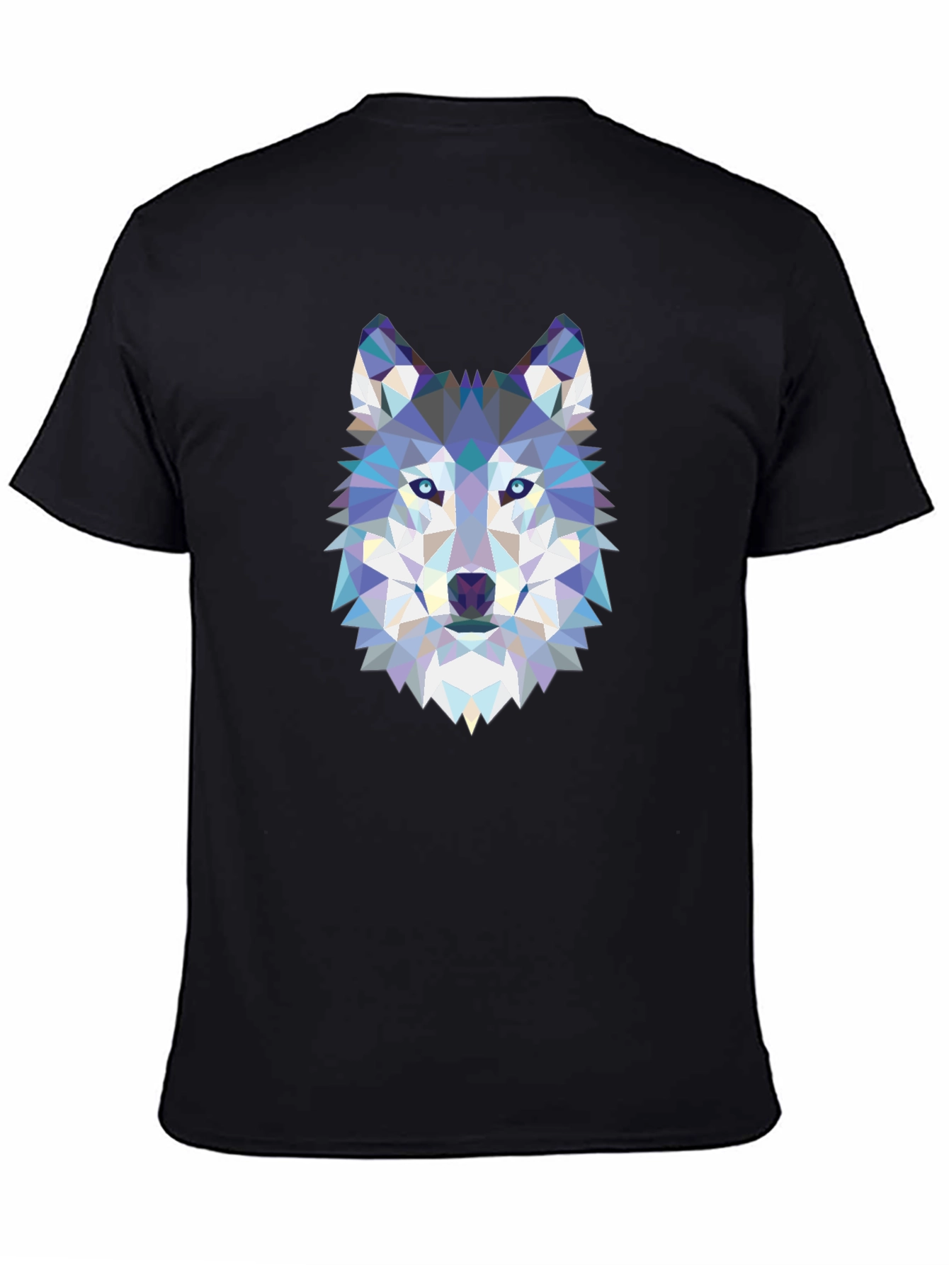 Geometric Wolf Graphic Black T-Shirt