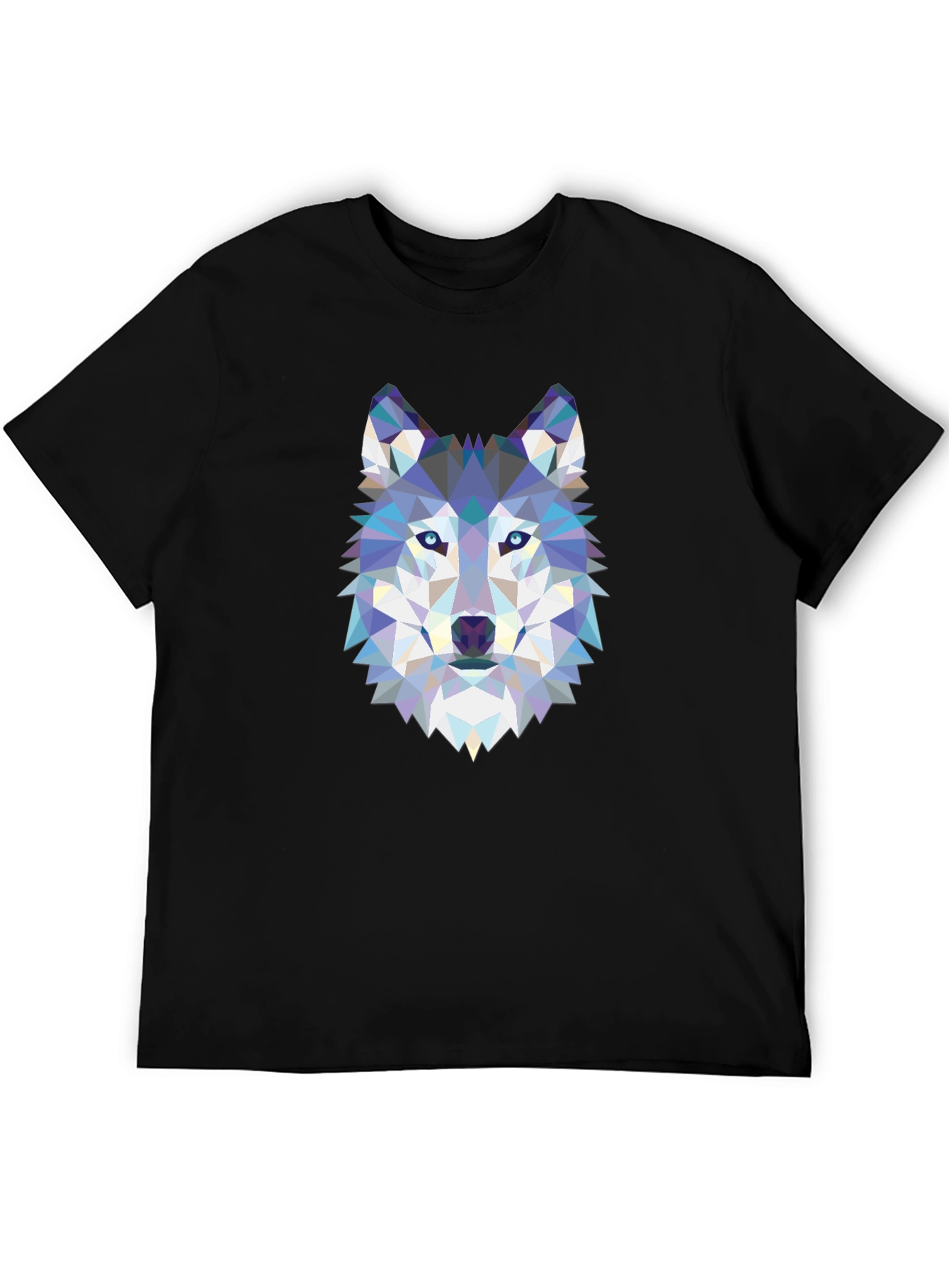 Geometric Wolf Graphic Black T-Shirt