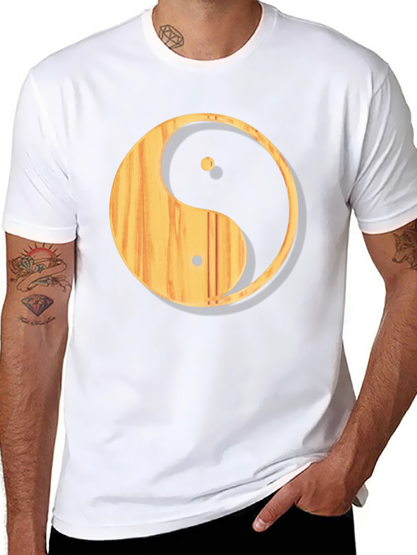 Yin Yang Wood Grain T-Shirt - Casual Comfort
