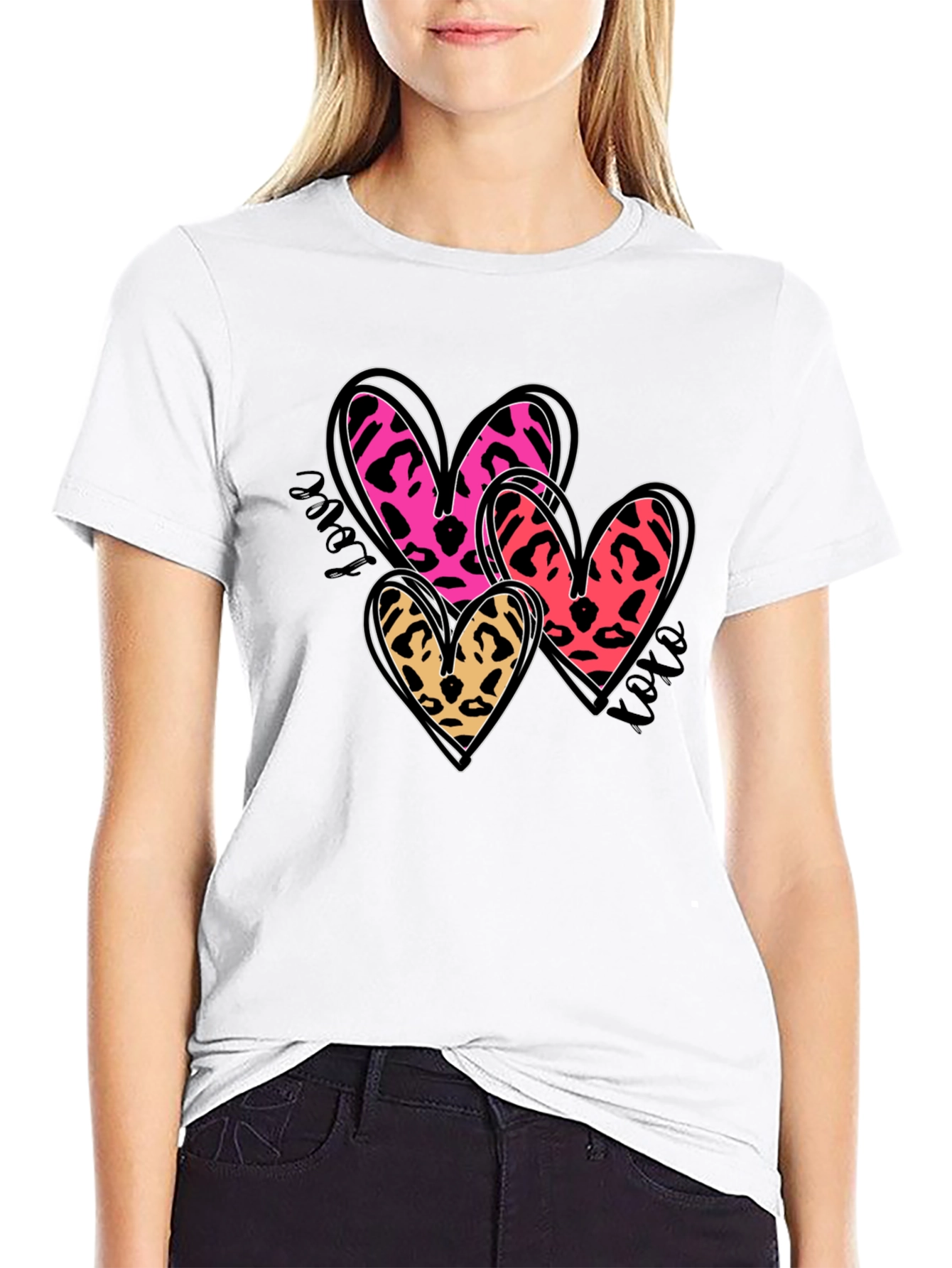 Leopard Print Heart Graphic Tee