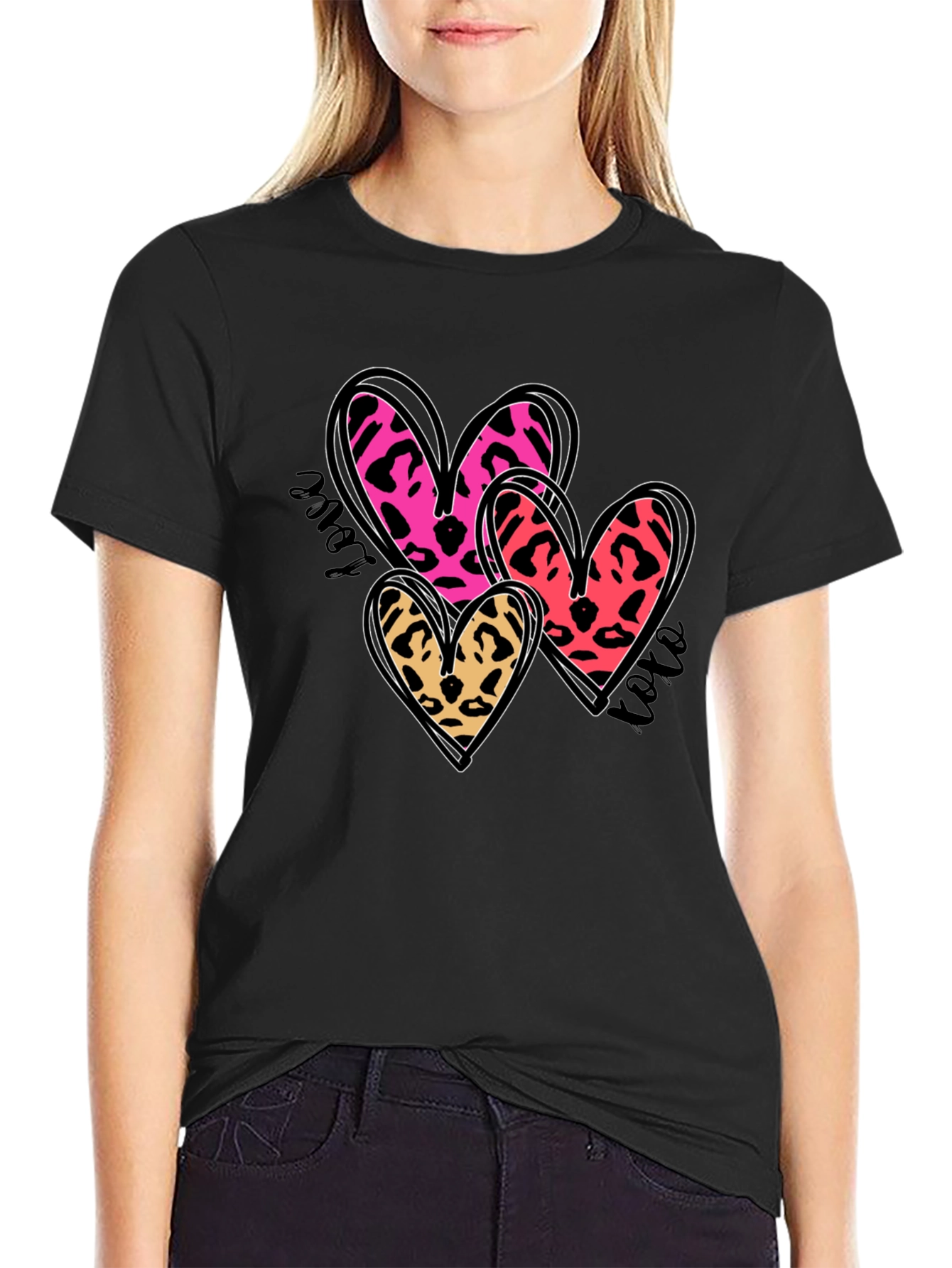 Leopard Print Heart Graphic Tee