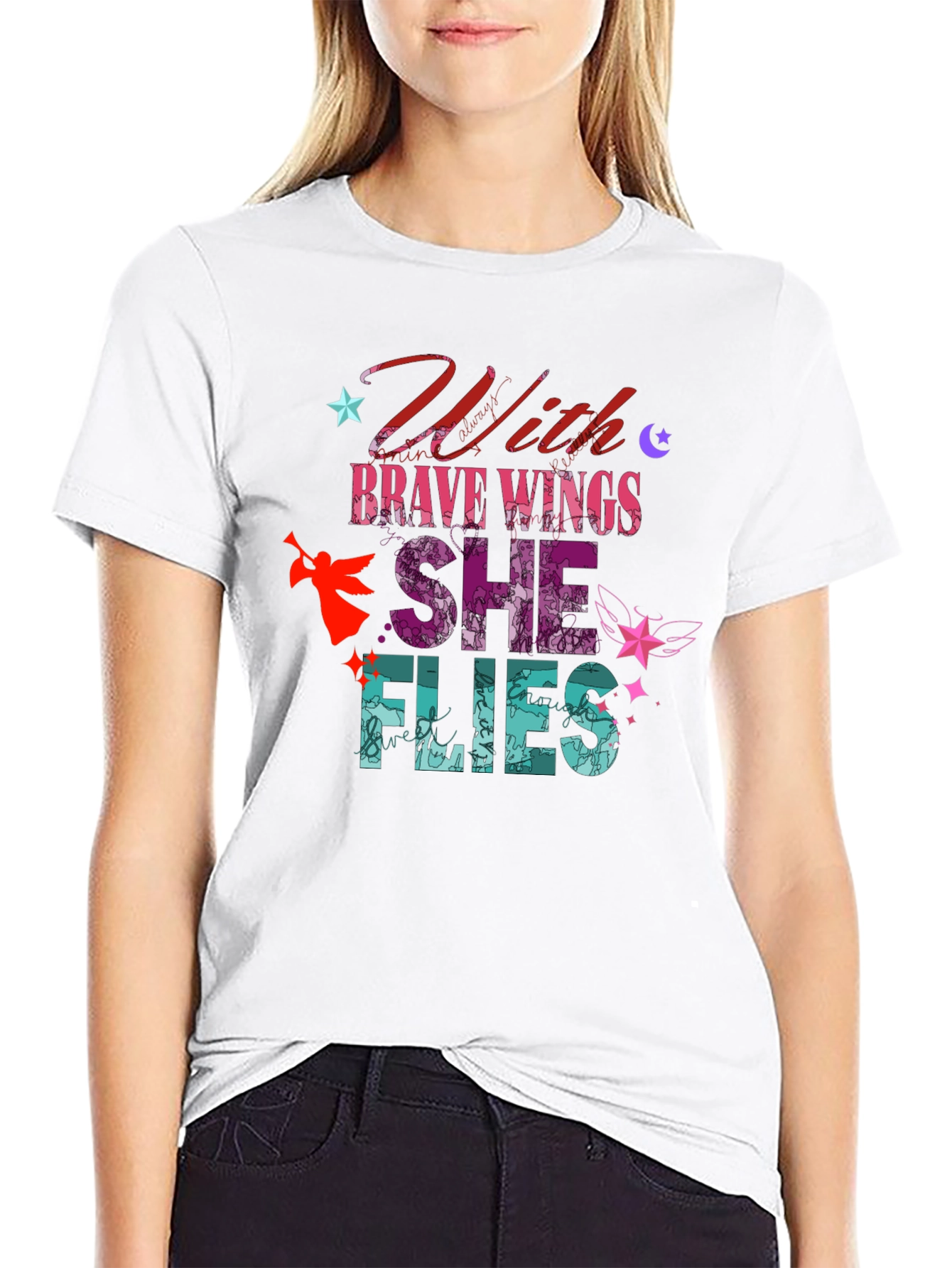 With Brave Wings She Flies Graphic Tee