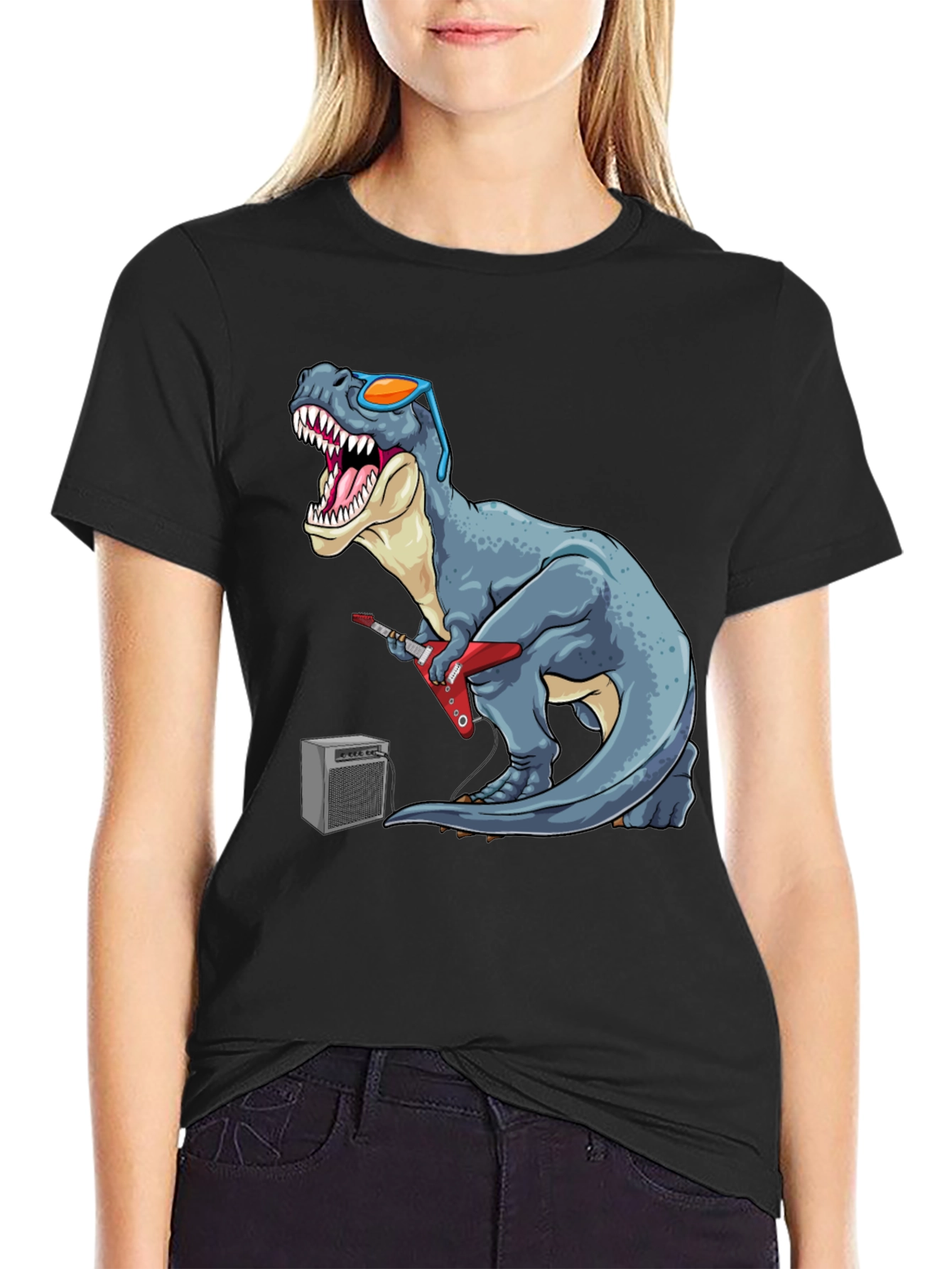 Dino Rock T-Shirt - Guitar Playing Tyrannosaurus Rex