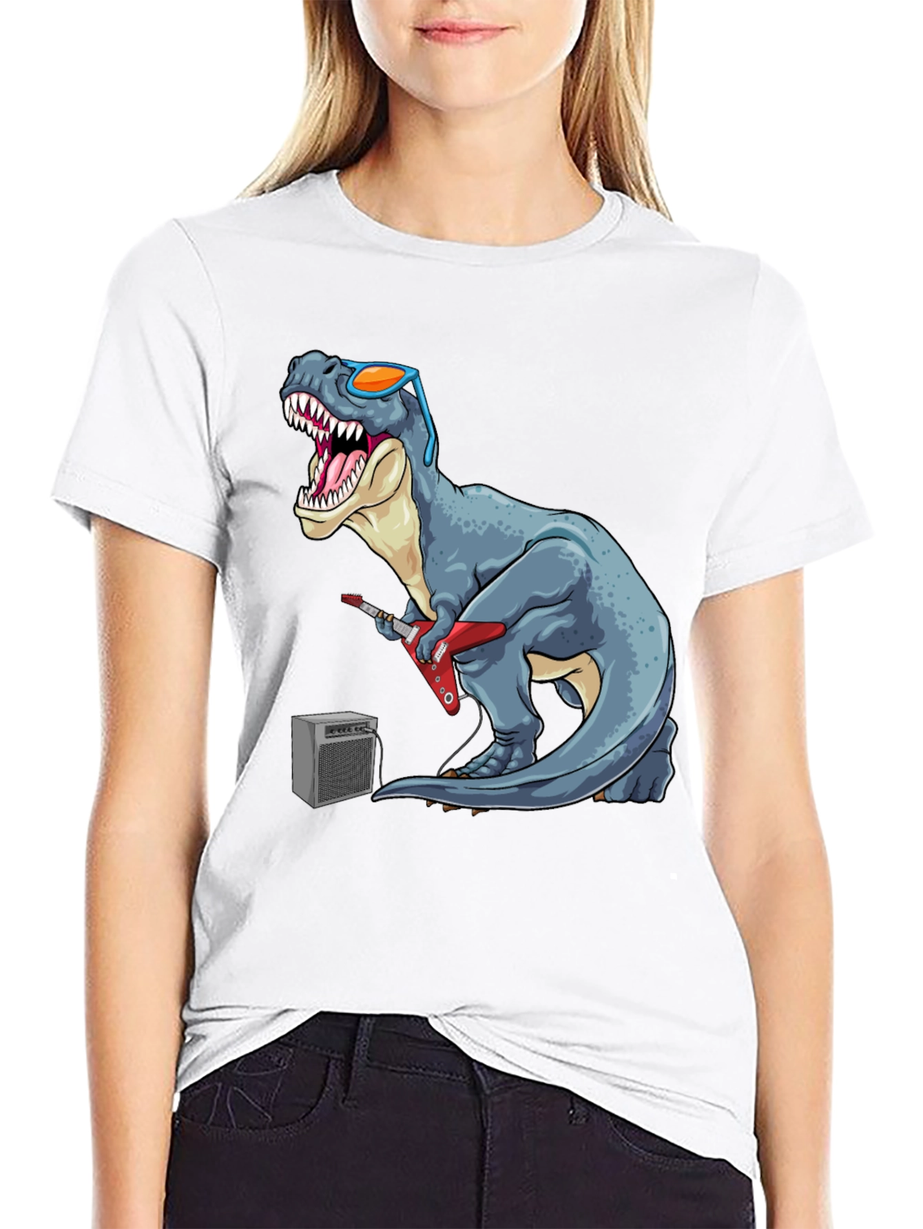 Dino Rock T-Shirt - Guitar Playing Tyrannosaurus Rex
