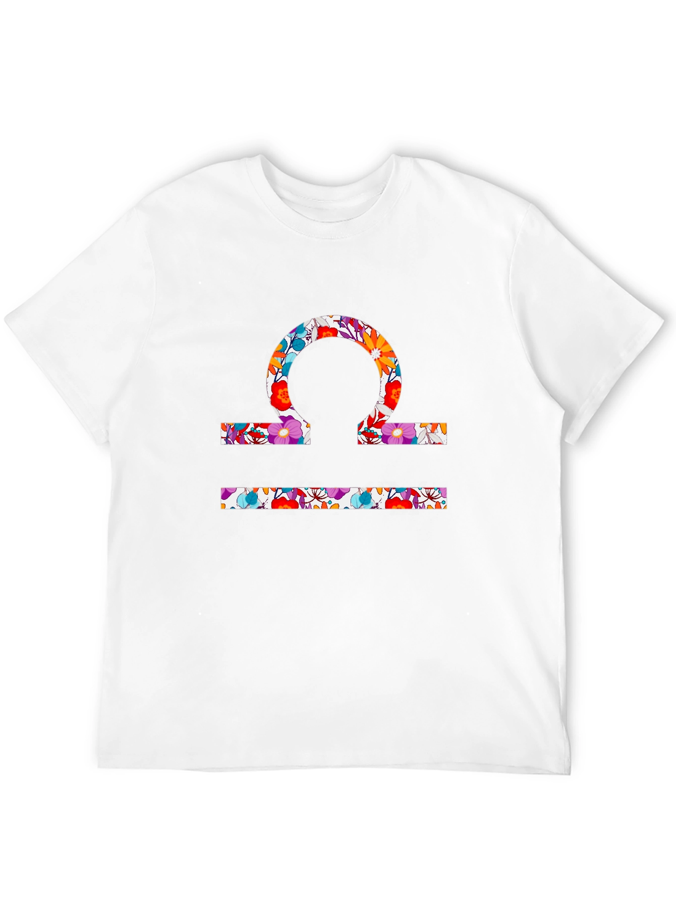 Floral Libra Zodiac Sign Black T-Shirt