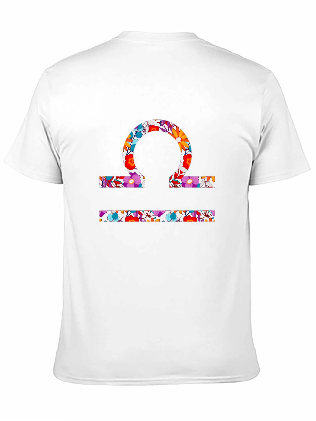 Floral Libra Zodiac Sign Black T-Shirt