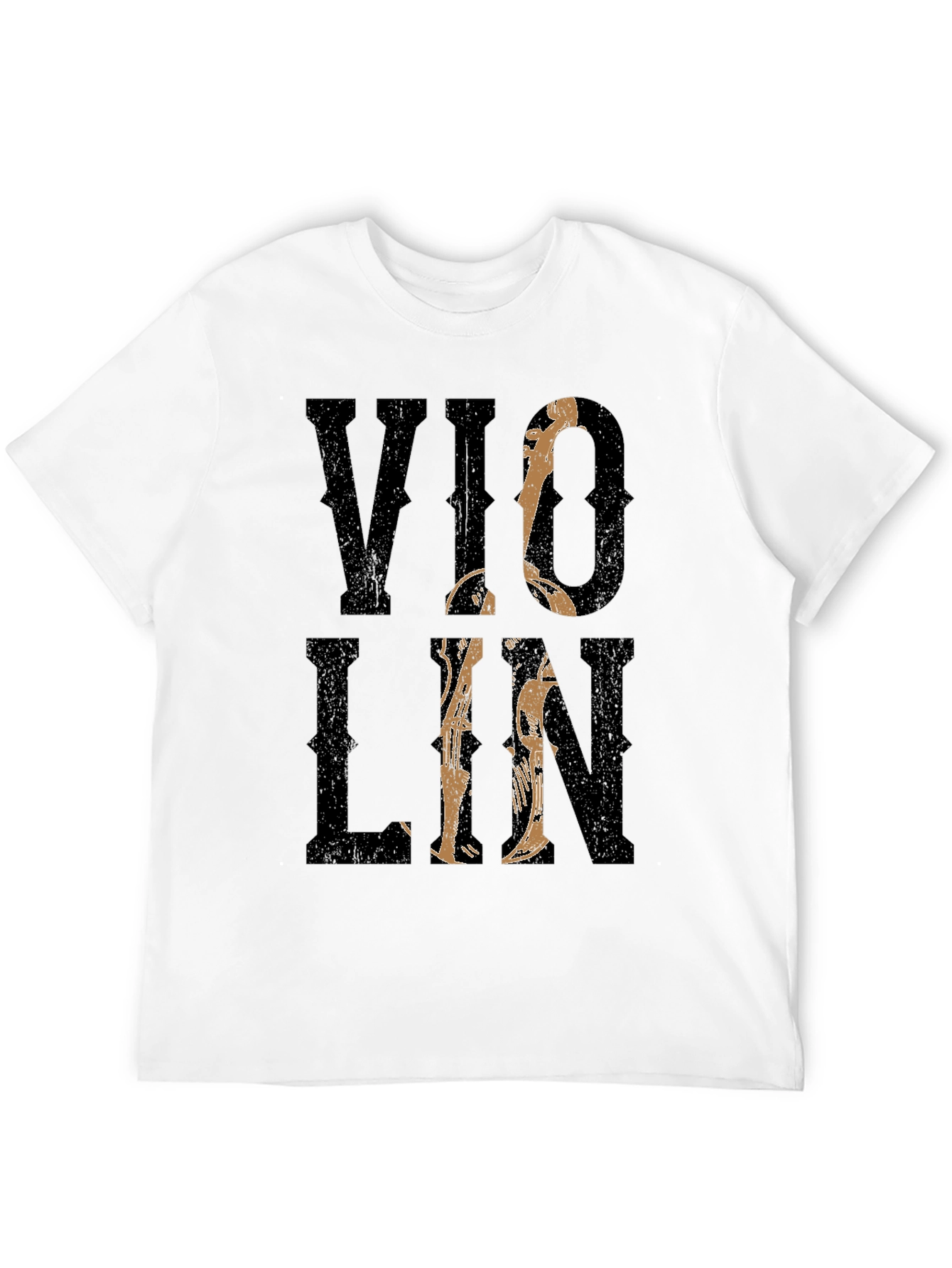 Violin Graphic Print Black T-Shirt