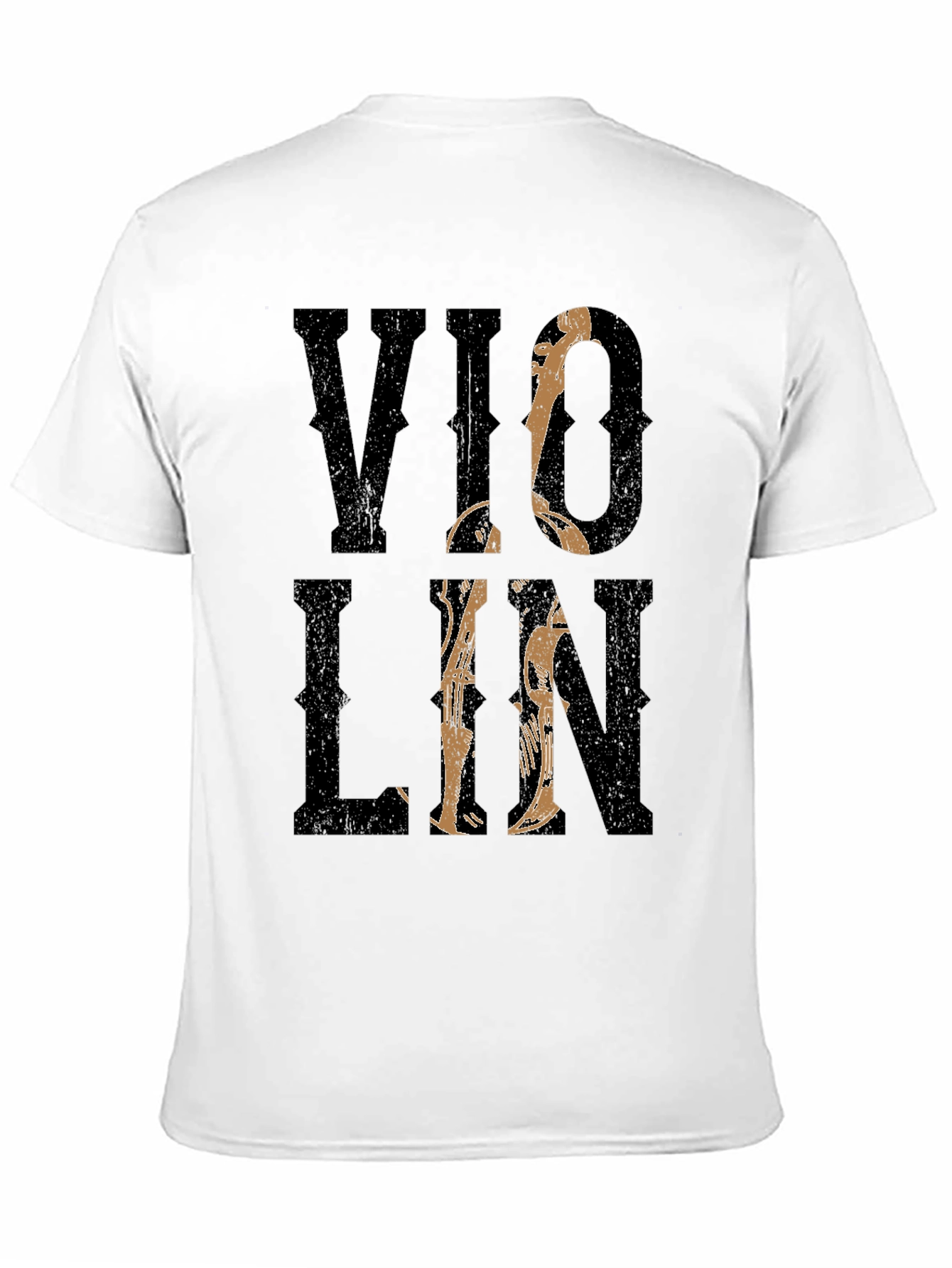 Violin Graphic Print Black T-Shirt