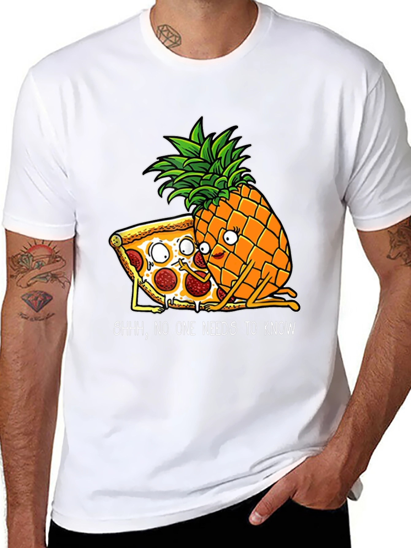 Funny Pizza & Pineapple Graphic T-Shirt