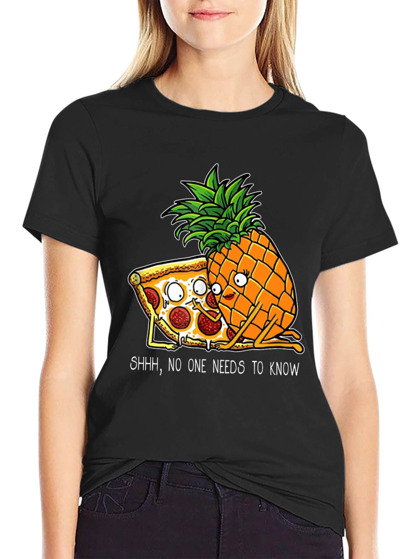 Funny Pizza & Pineapple Graphic T-Shirt