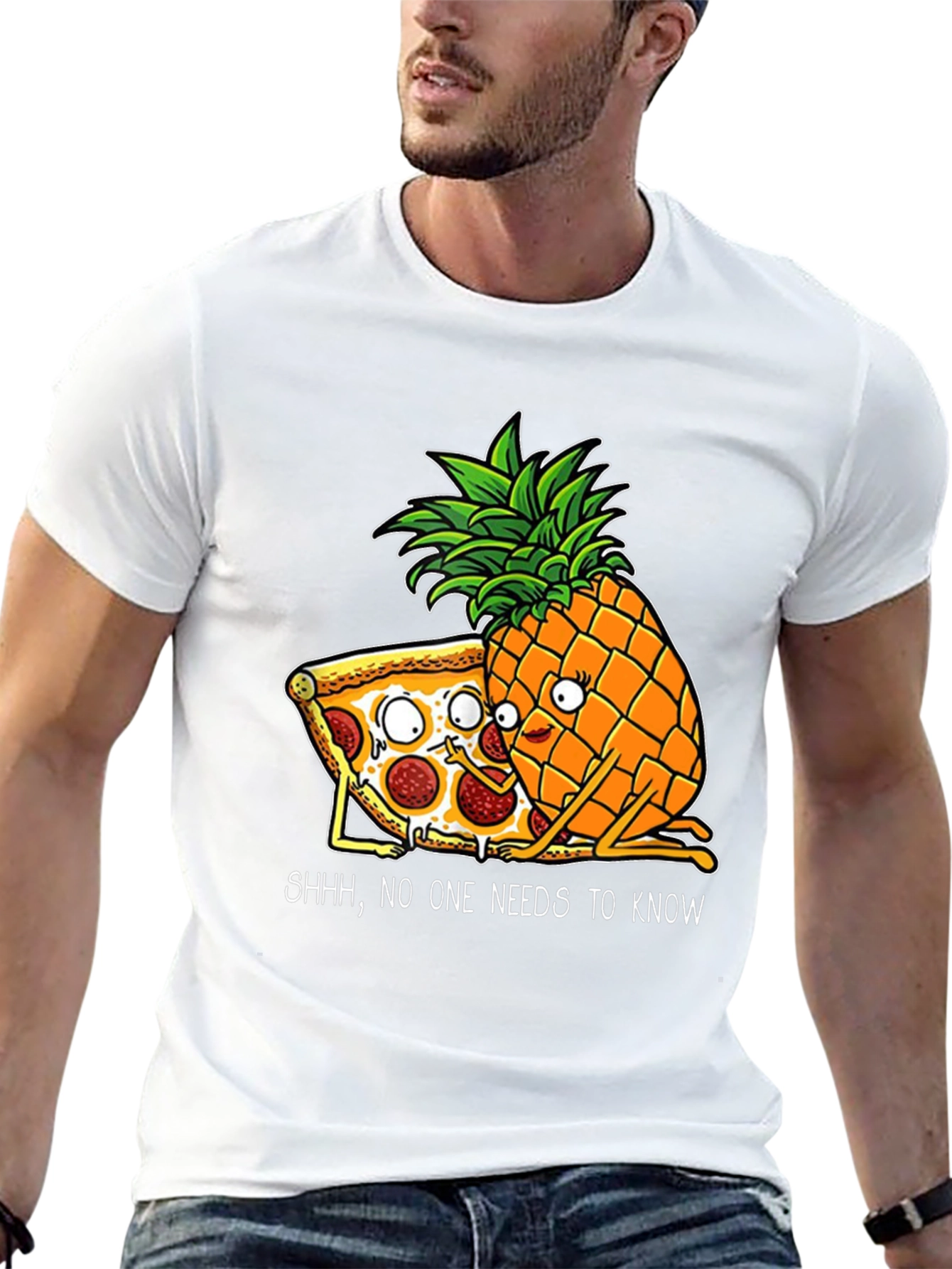 Funny Pizza & Pineapple Graphic T-Shirt