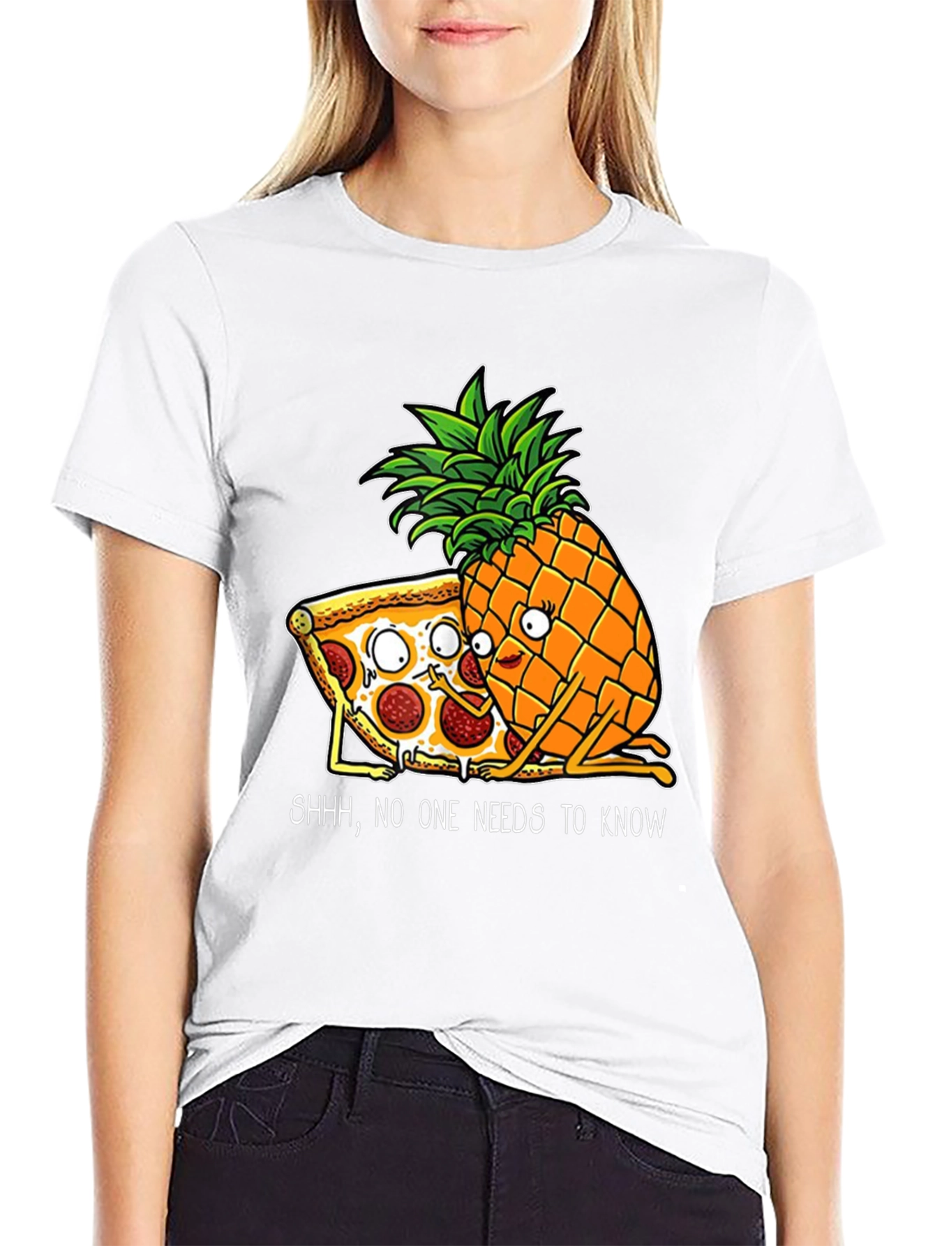 Funny Pizza & Pineapple Graphic T-Shirt