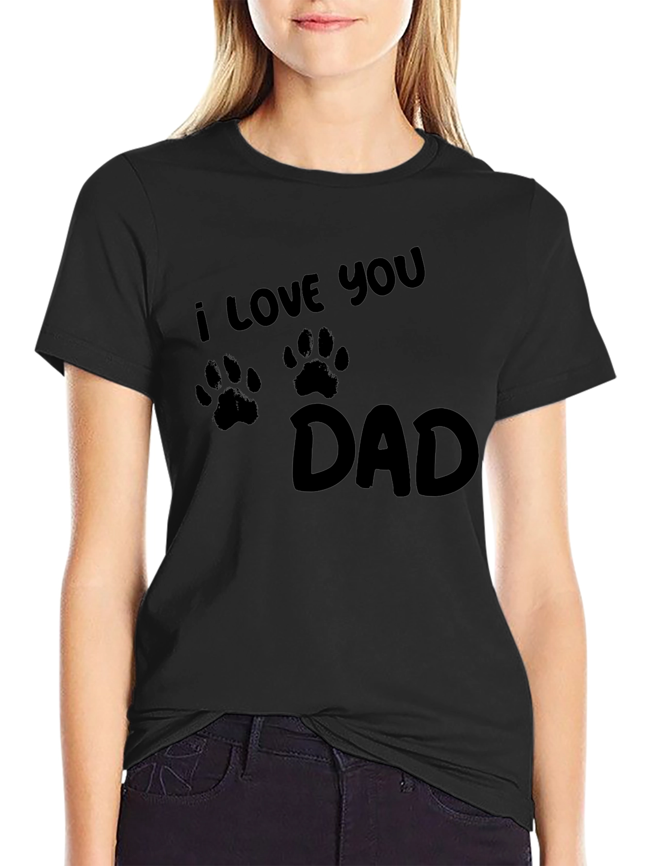 I Love You Dad Paw Print T-Shirt