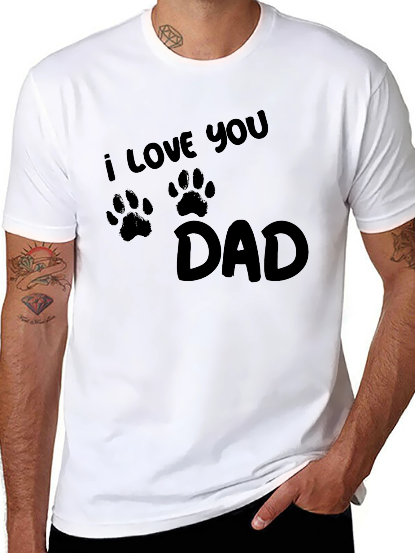 I Love You Dad Paw Print T-Shirt