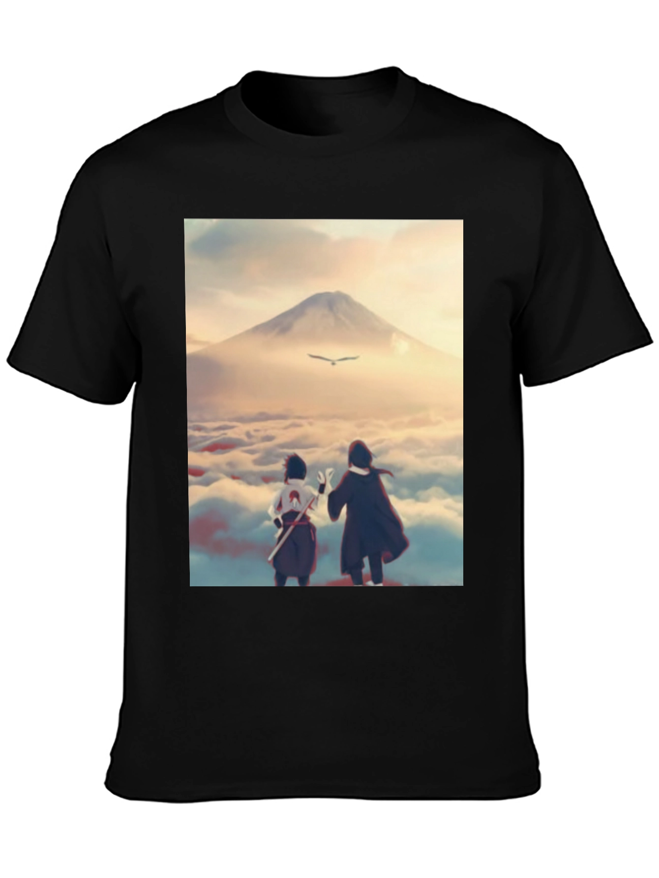 Anime Scenery Graphic Tee - Black