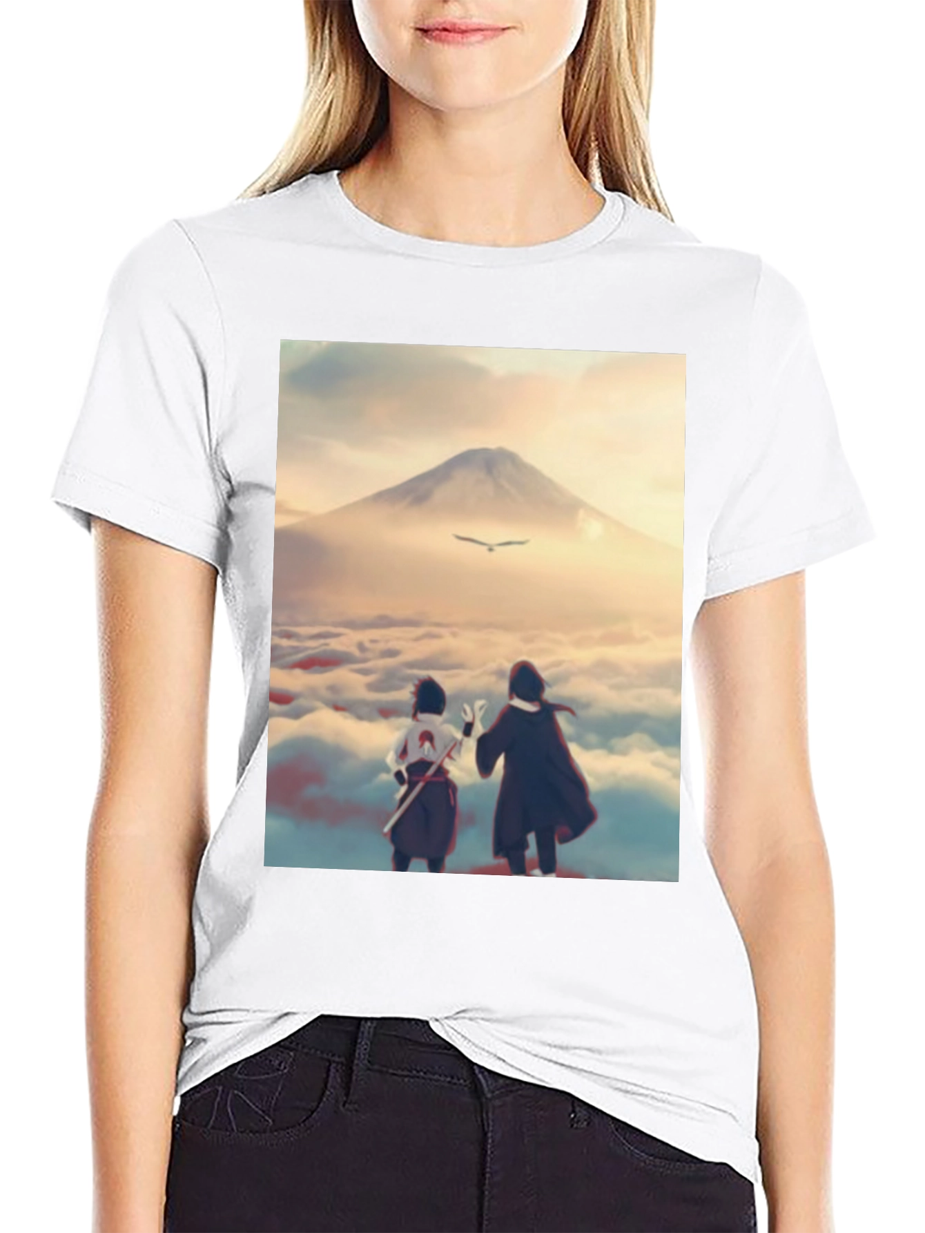 Anime Scenery Graphic Tee - Black