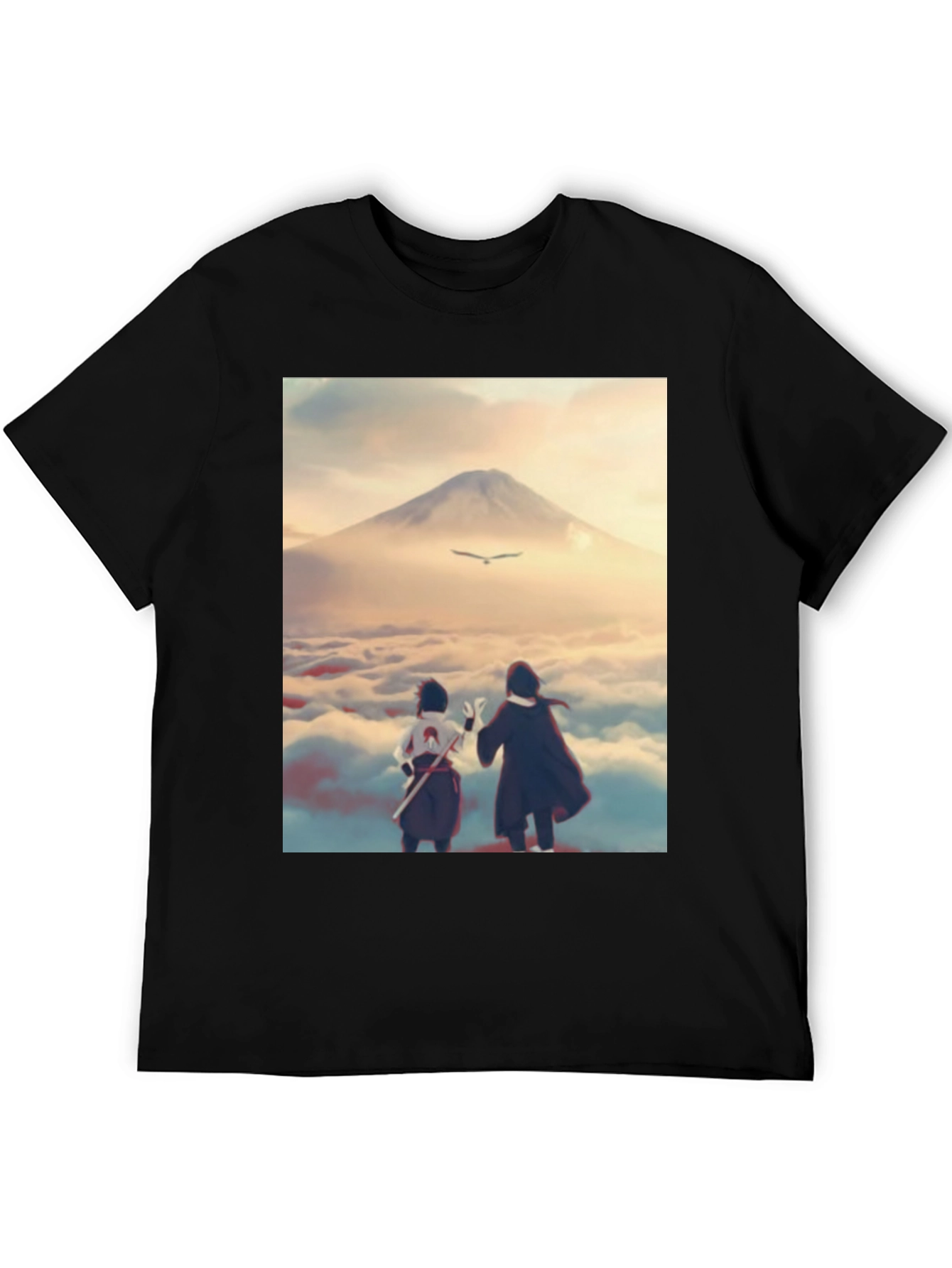 Anime Scenery Graphic Tee - Black
