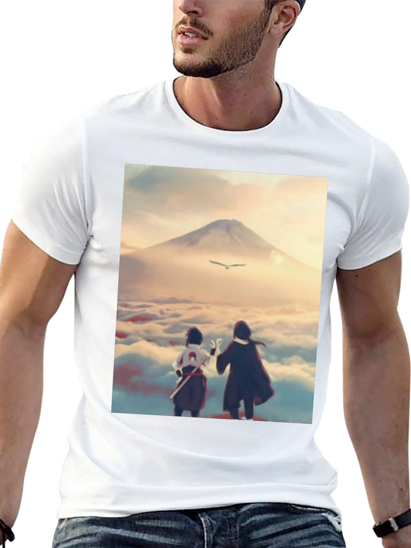 Anime Scenery Graphic Tee - Black