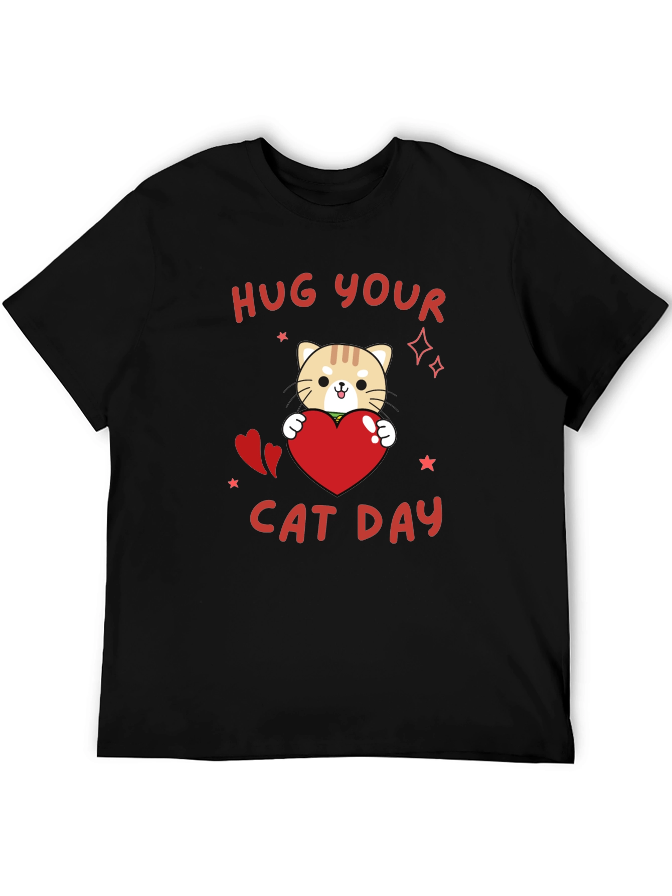 Hug Your Cat Day Black T-Shirt