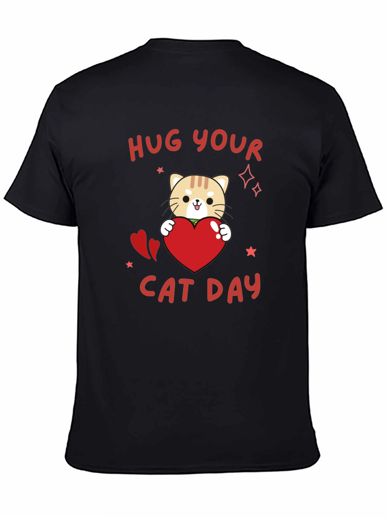 Hug Your Cat Day Black T-Shirt