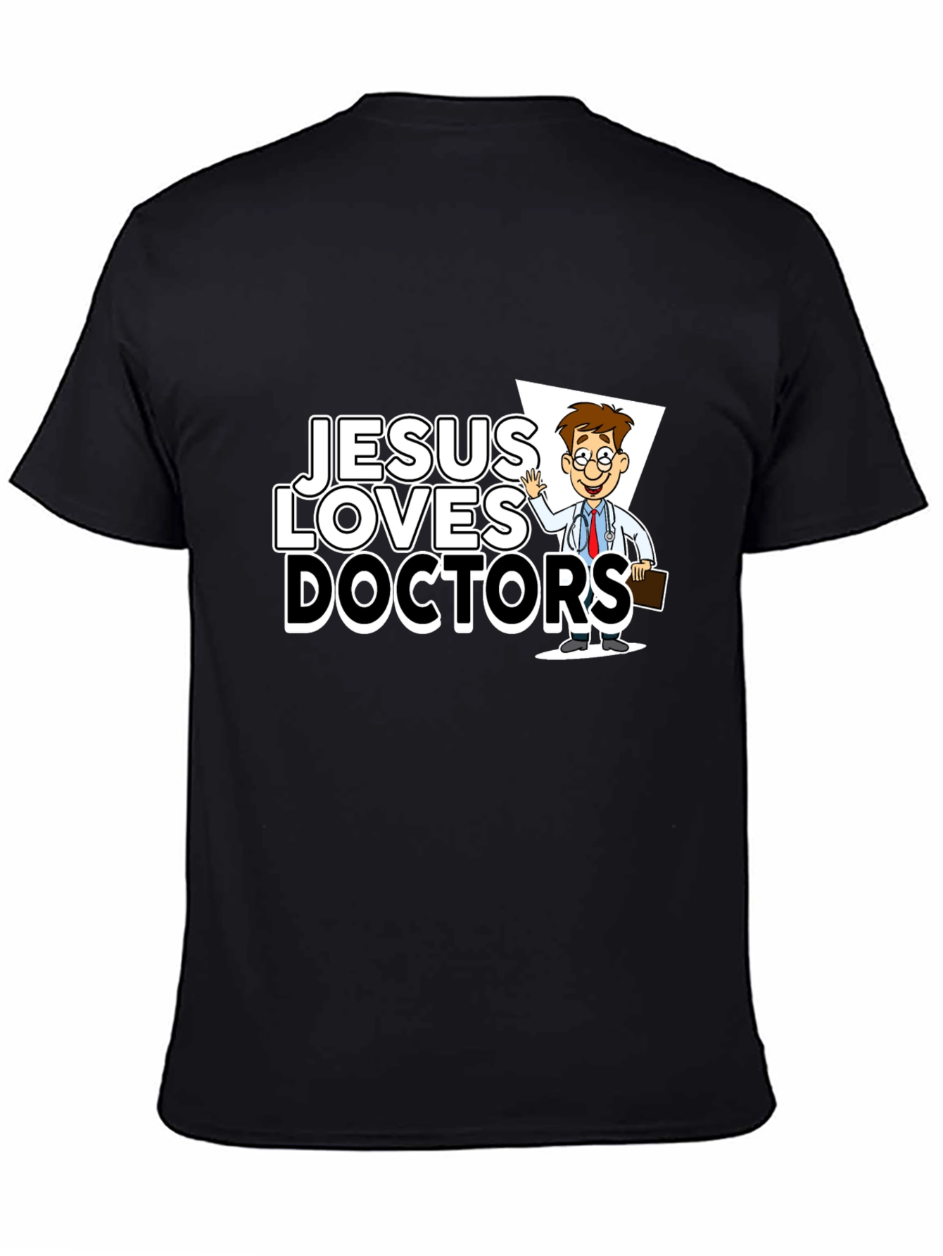 Jesus Loves Doctors Graphic Tee - Black T-Shirt