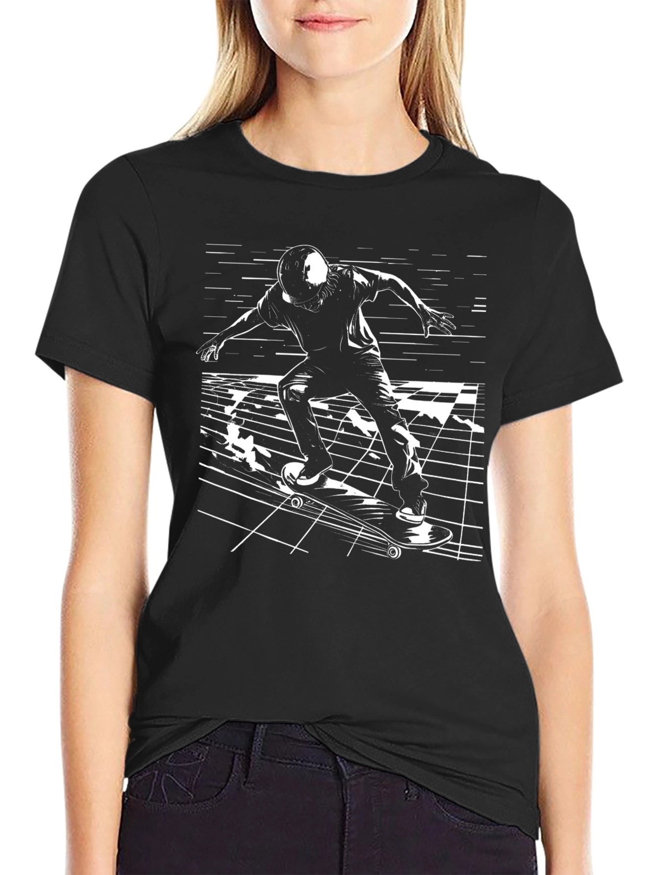 Skateboarding T-Shirt - Black Graphic Tee