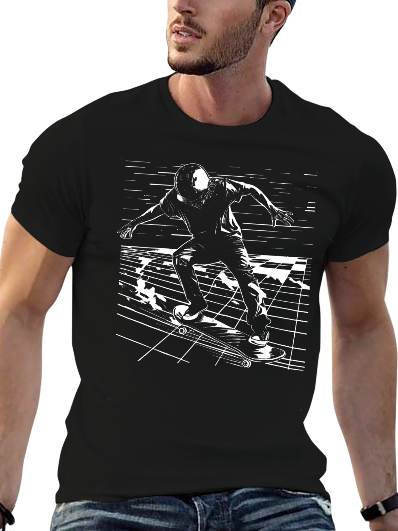 Skateboarding T-Shirt - Black Graphic Tee